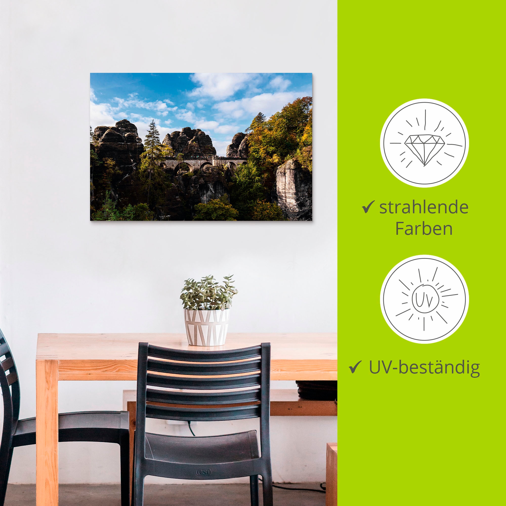 Artland Alu-Dibond-Druck »Bastei in der Sächsische Schweiz«, Berge & Alpenbilder, (1 St.), für Innen- und Aussenbereich geeignet, Outdoorbild