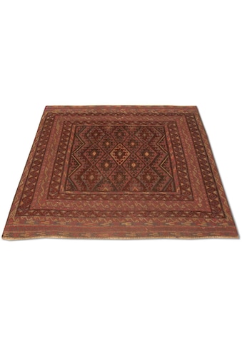 Wollteppich »Kelim Afghan Teppich handgewebt rot«, quadratisch