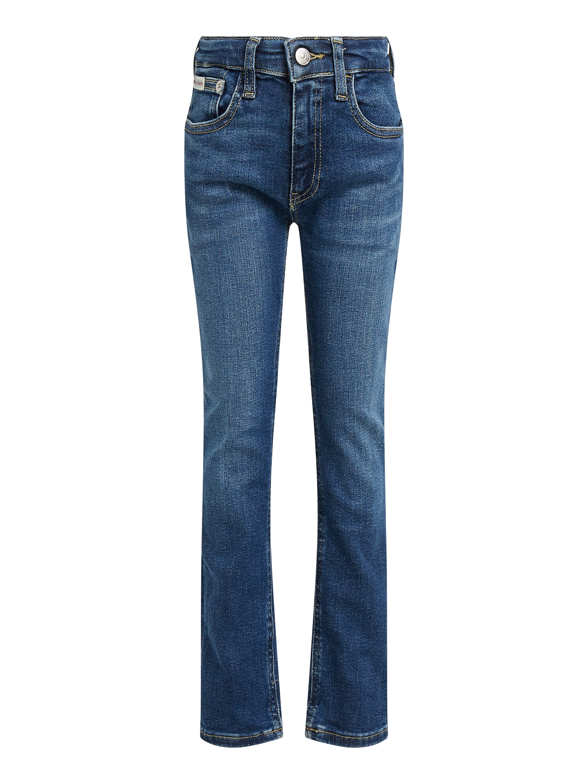 Calvin Klein Jeans Slim-fit-Jeans »DARK BLUE VISUAL SLIM«, für Kinder bis 16 Jahre mit Lederpatch