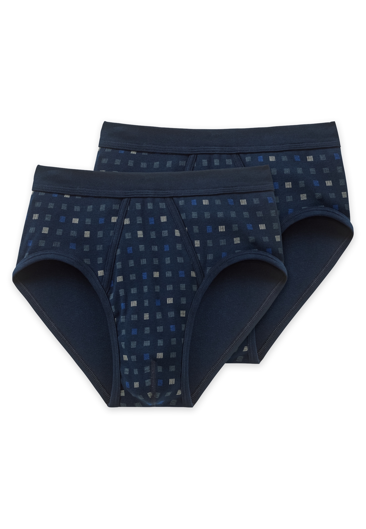 Schiesser Slip »Essentials« 2er Pack, mit Eingriff, Feinripp-Qualität, Softbund, kariert, Baumwolle