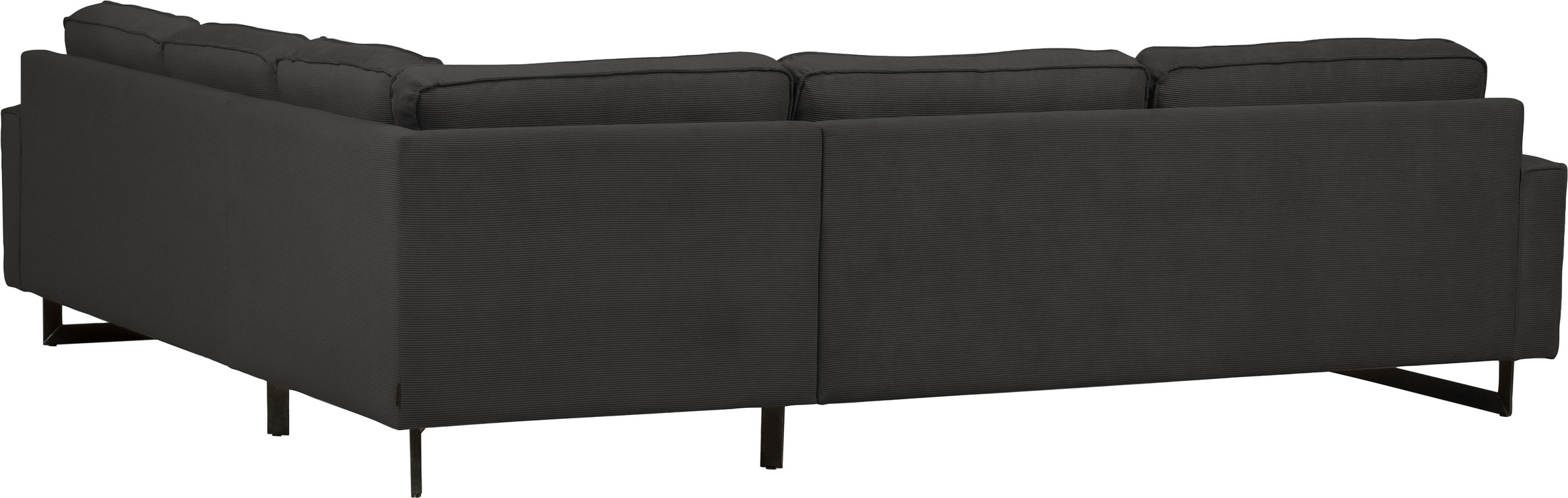 Places of Style Ecksofa »Pinto, XXL, 250/290 cm, langer Schenkel, Ottomane«, Cord, Chenille, Lederoptik, mit Keder, Metallfüsse, Wellenunterfederung