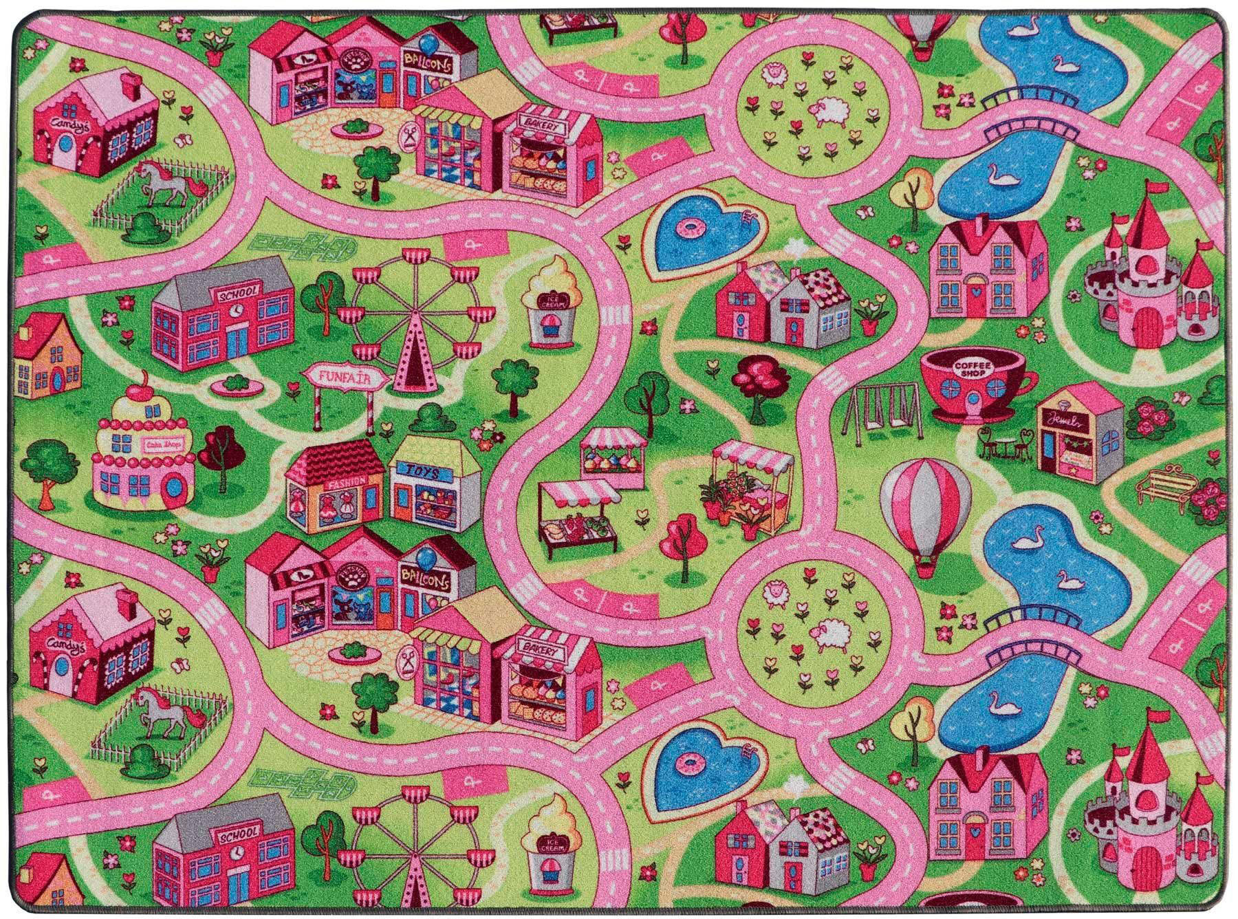 Kinderteppich »SWEET CITY«, rechteckig, Strassen-Spiel-Teppich, Strassenbreite ca. 9...