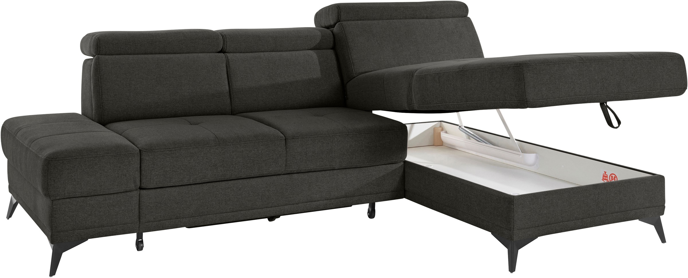 INOSIGN Ecksofa »Cardiz L-Form«, inkl.Kopfteilverstellung und Federkern wahlweise mit Bettfunktion
