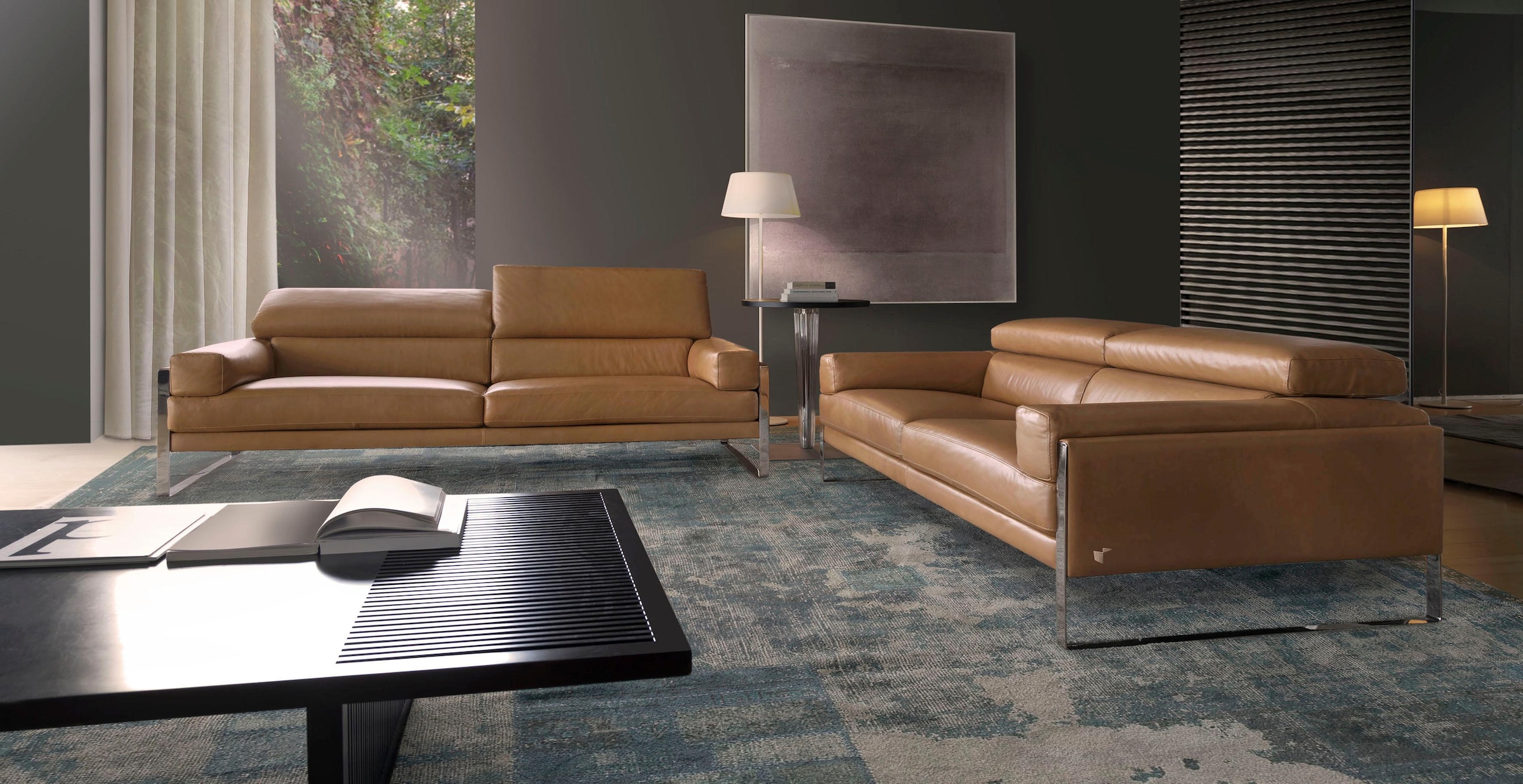 CALIA ITALIA 2-Sitzer »Romeo, Designsofa der Extraklasse mit tollem Sitzkomfort«, edle Design Kufenfüsse und edlem Lederbezug