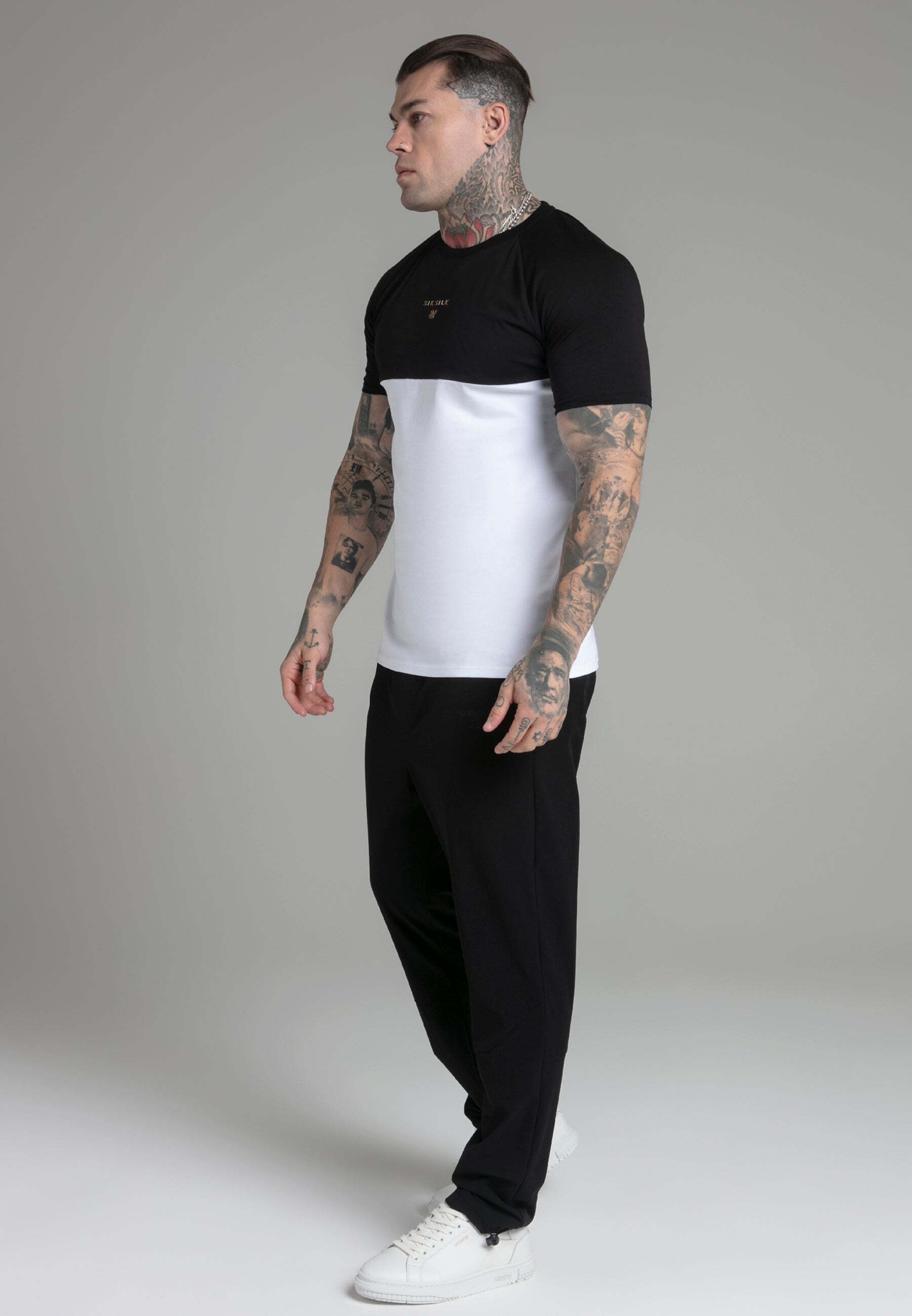 Siksilk T-Shirt »Siksilk T-Shirt Cut and Sew T-Shirt in Black, White«