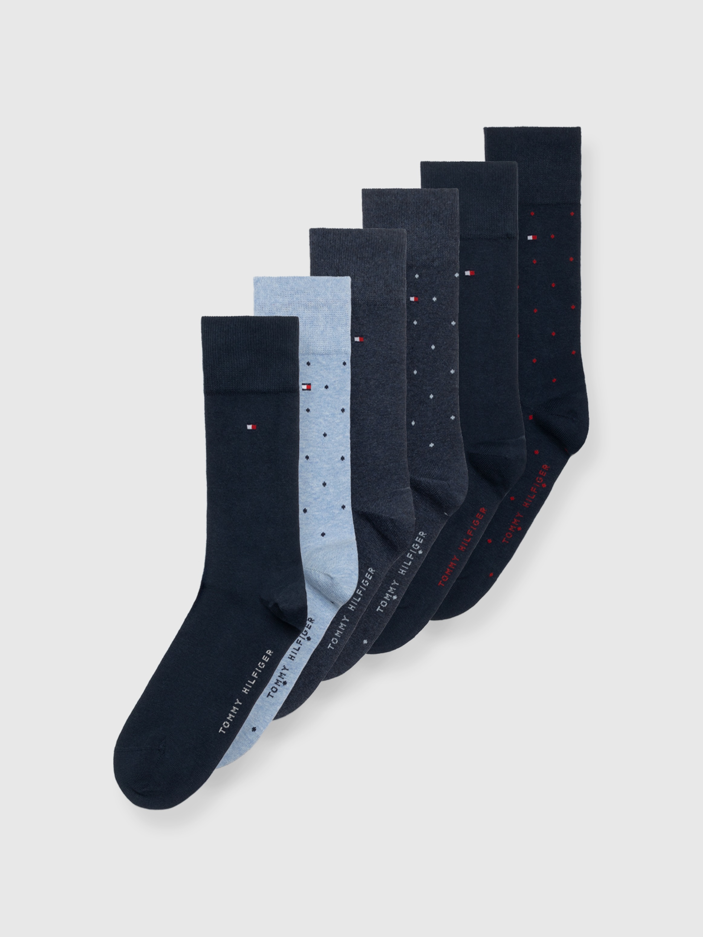 Tommy Hilfiger Socken »TH MEN SOCK 6P DOT ECOM«, (6 Paar), gepunktet und uni