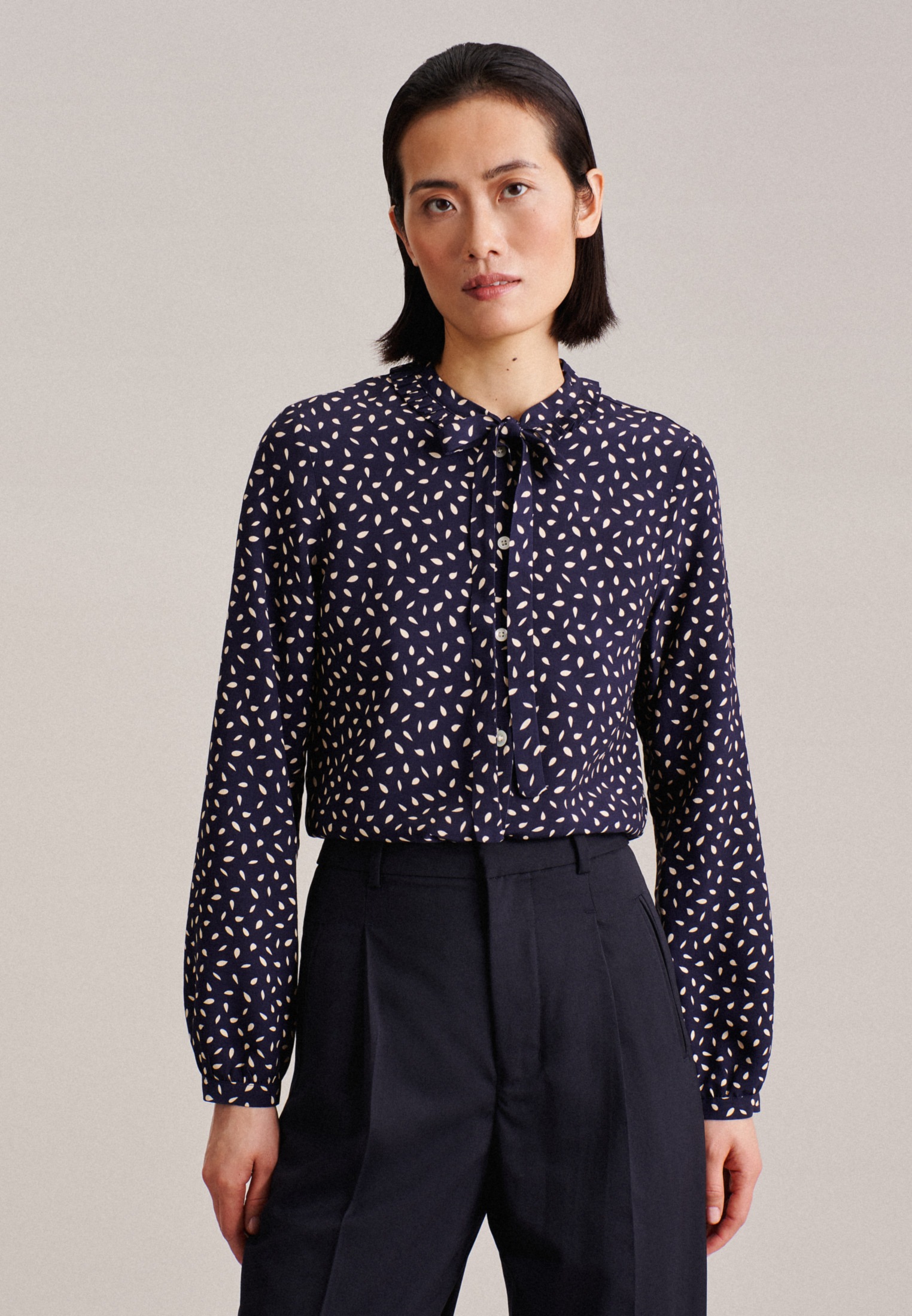 seidensticker Klassische Bluse »Schwarze Rose« Langarm Rundhals Druck