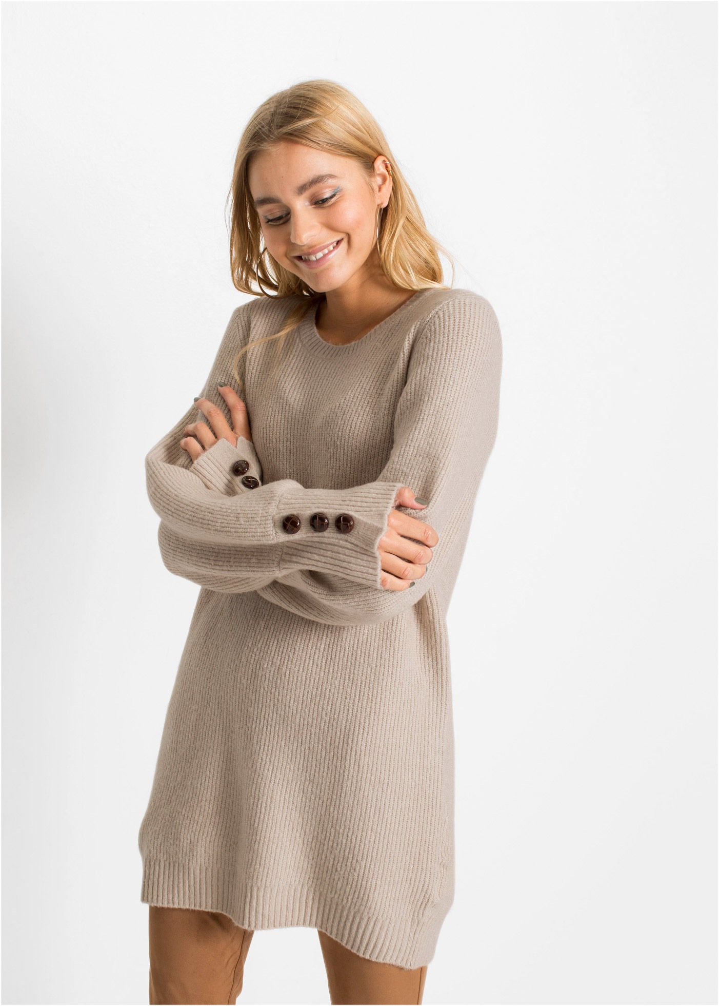 bonprix Longpullover »Longpullover mit Knöpfen« Longpullover mit Knöpfen