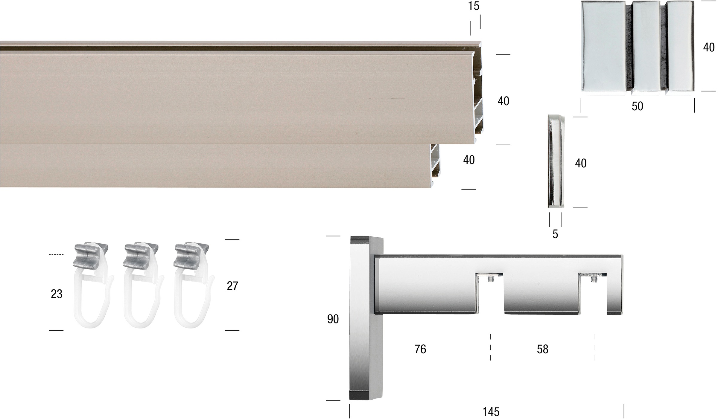 GARESA Gardinenstange »FLAT«, 2 läufig-läufig, Wunschmasslänge, Rechteckprofil, Wandmontage, perfekter Lauf, modern, verlängerbar
