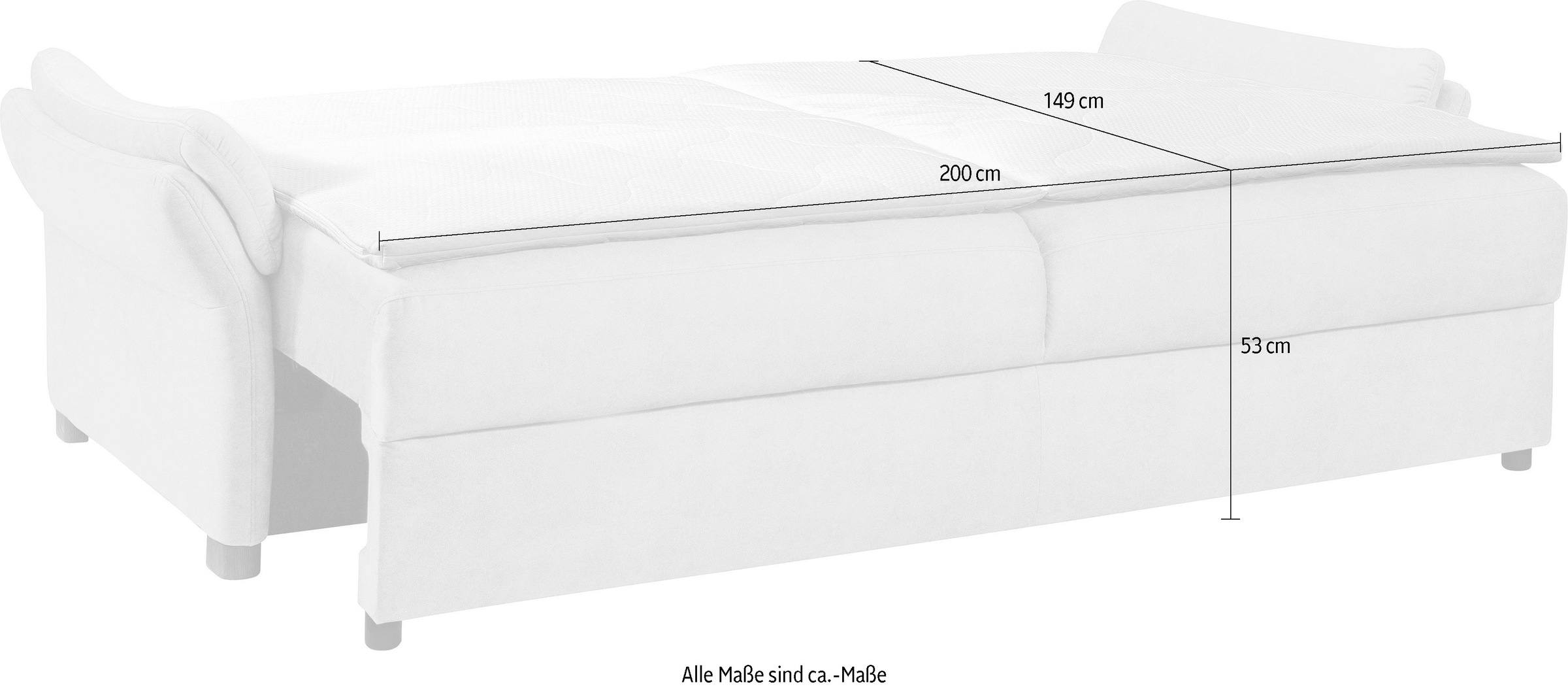 exxpo - sofa fashion 3-Sitzer »Kentt hochwertiger Sitzaufbau für hohen Sitzkomfort, bequeme Armlehnen«, inkl. Boxspring/Federkern-Polsterung, Bettfunktion und Bettkasten