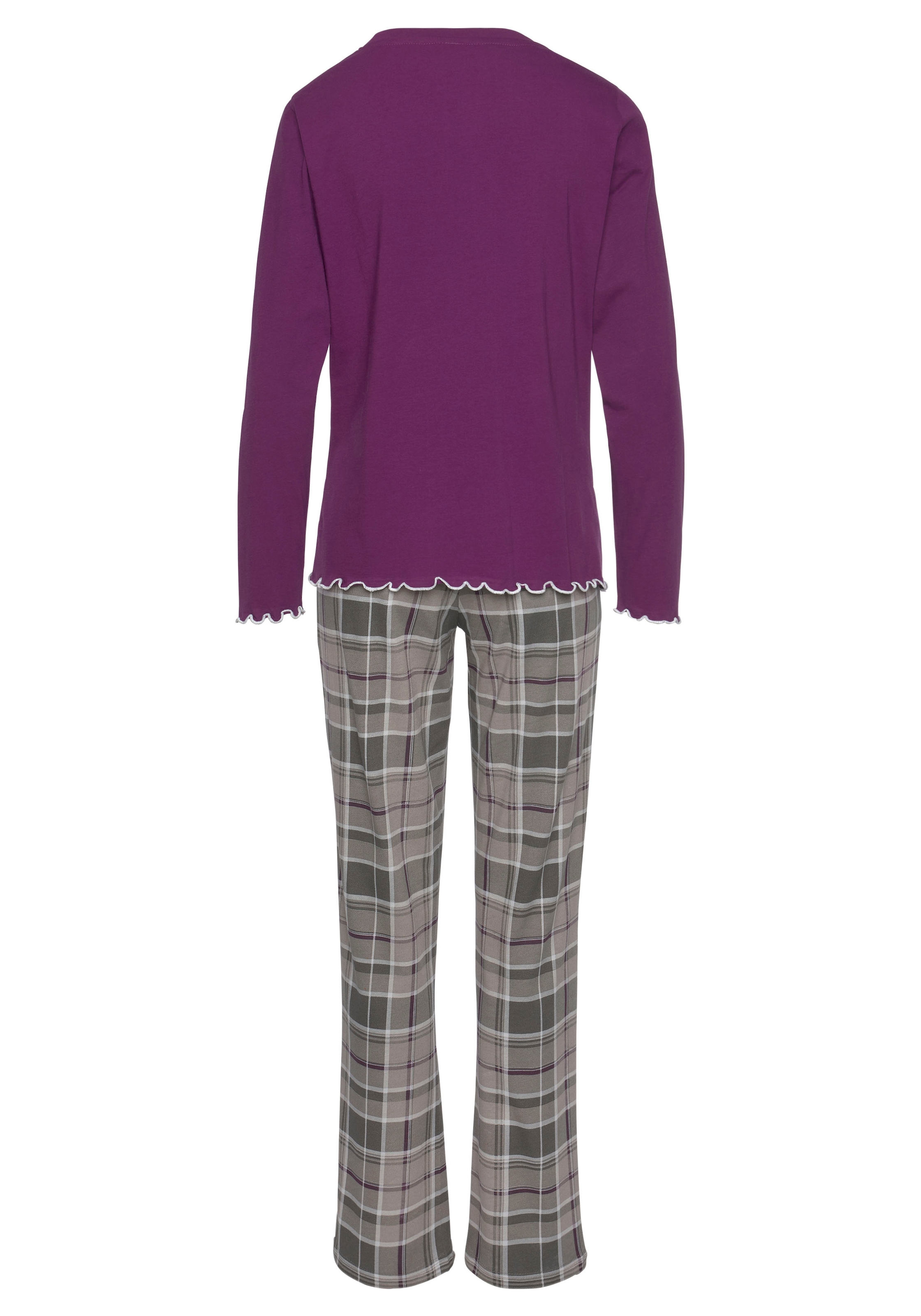 LASCANA Pyjama, (2 tlg.), mit Flanellhose im Karomuster