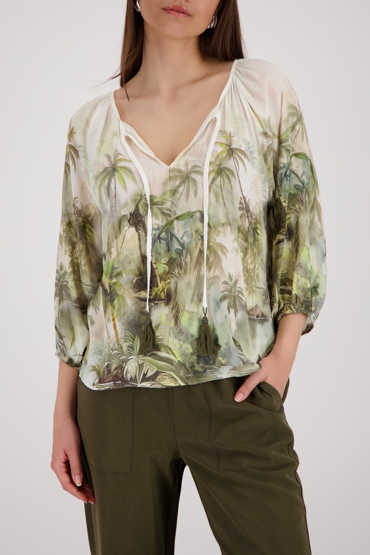 Monari Schlupfbluse "Bluse Tropical Allover" Regular fit mit tropischem Print