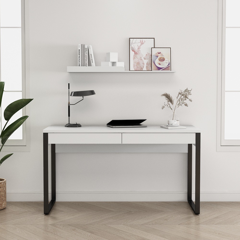 OTTO home Schreibtisch "Moid, Computertisch im modernen Design," Breite 120/140/160 cm, mit Metallbeinen & Schublade