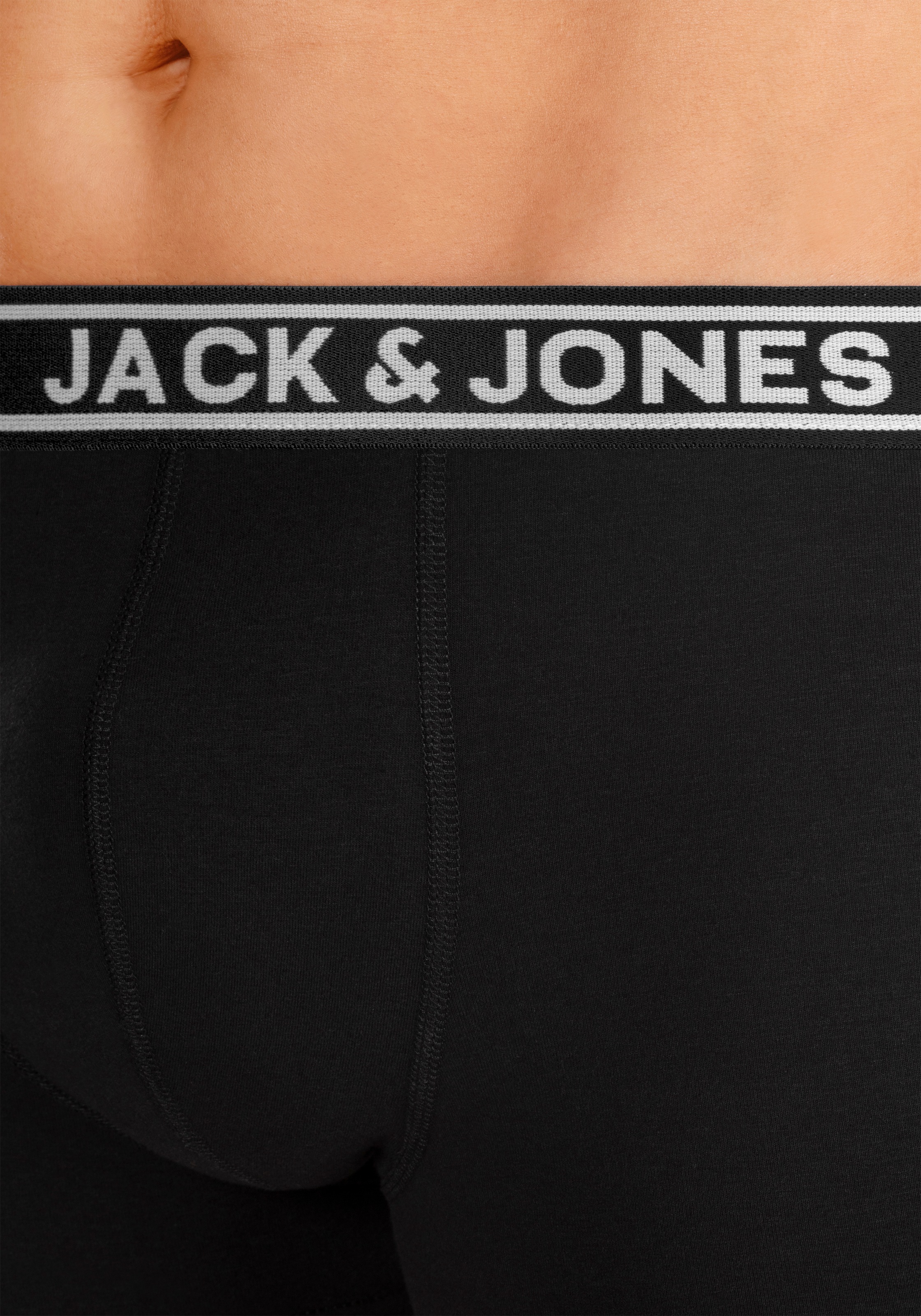 Jack & Jones Trunk »JACCRISP im 6er Pack mit Logobund und Stretchkomfort«, (Packung, 6 St.), unifarben mit Farbeinsatz, modisch, eng anliegend, Baumwollmischung