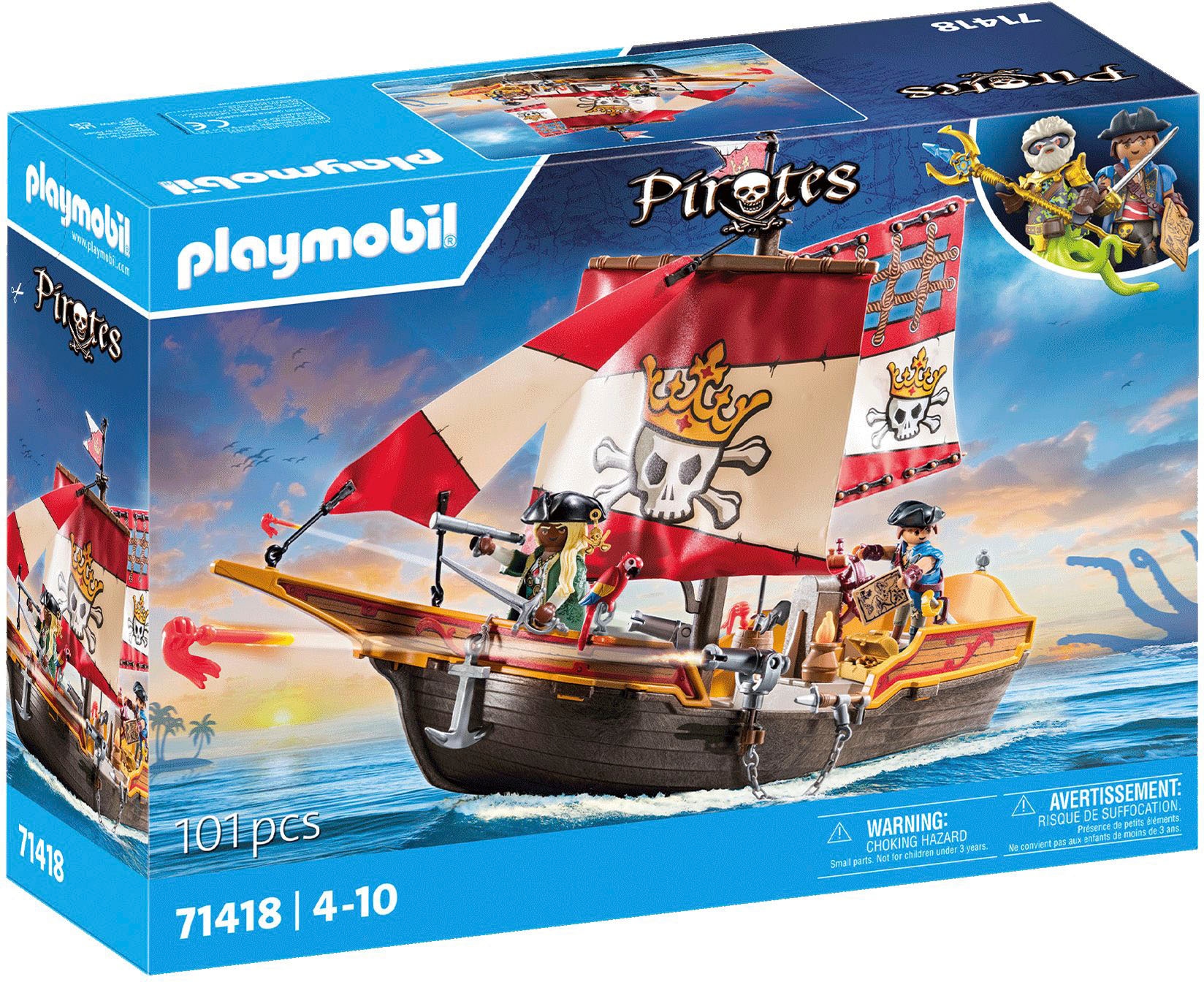 Playmobil® Konstruktions-Spielset »Piratenschiff (71418), Pirates«, (101 St.), Made in Europe