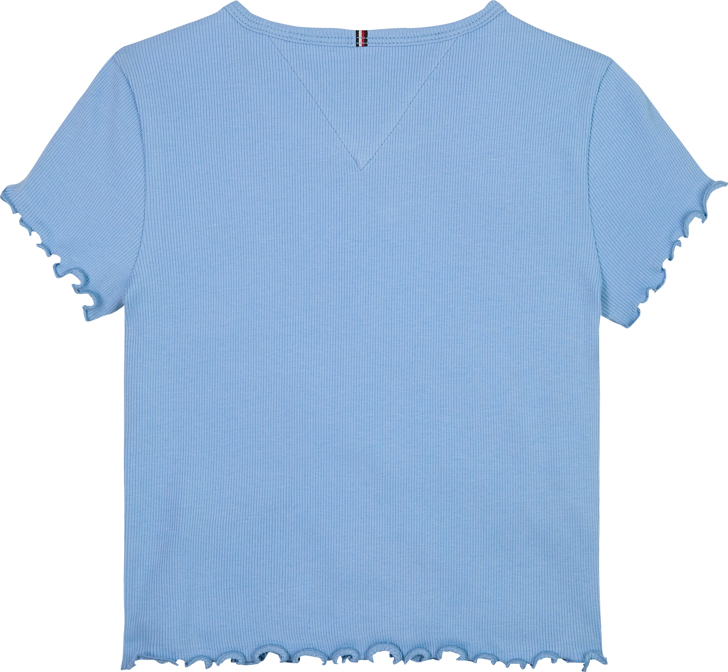 Tommy Hilfiger T-Shirt »ESSENTIAL RIB TOP SS«, mit Babylock-Kanten, mit Logostickerei
