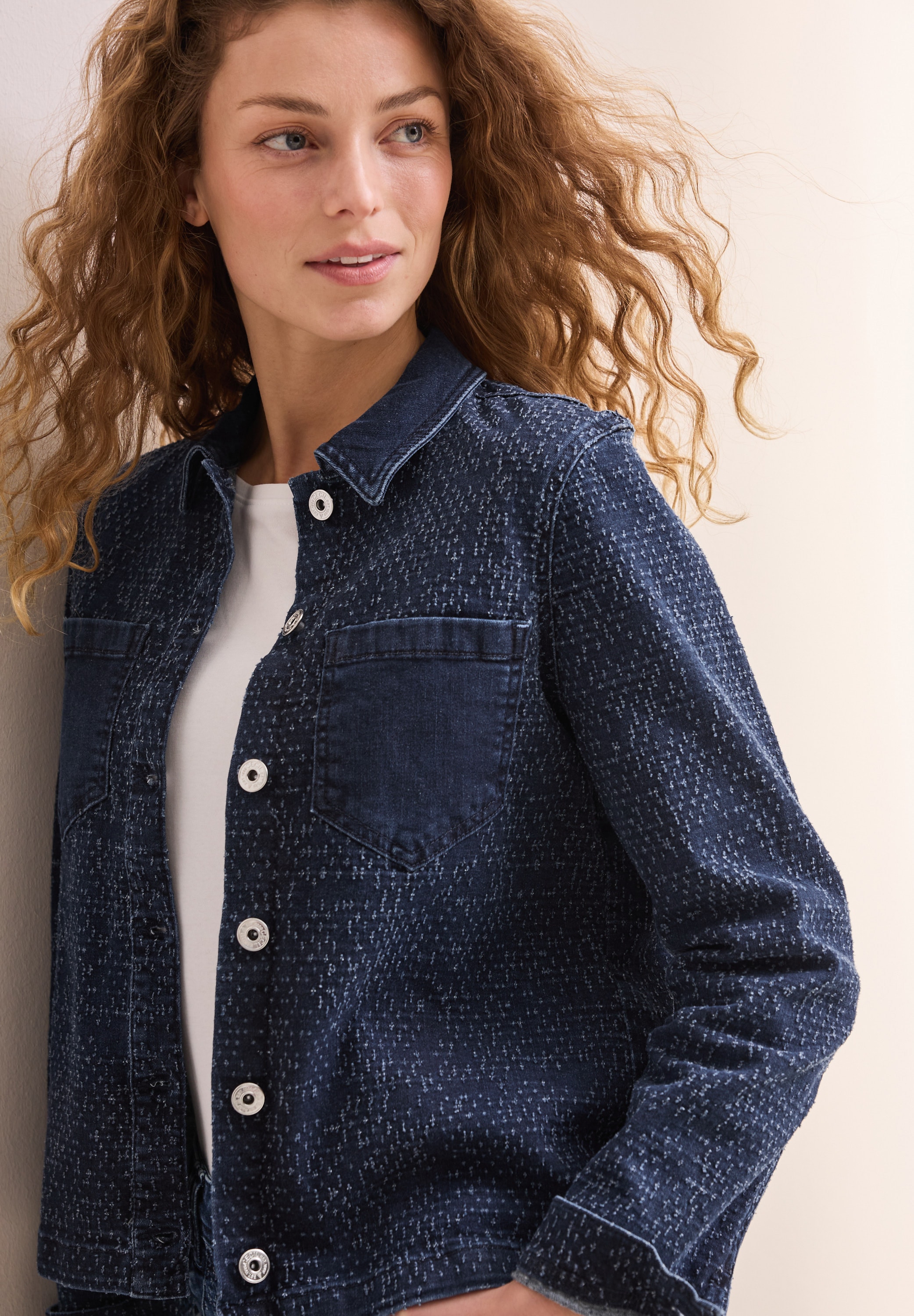 Cecil Jeansjacke, im Bouclé-Look