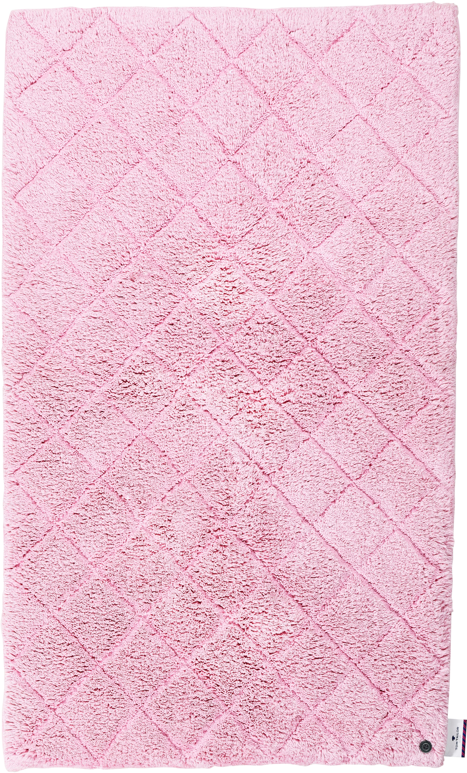 TOM TAILOR HOME Badematte »Cotton Diamond«, rutschhemmend beschichtet, fussbodenheizungsgeeignet-strapazierfähig, Uni Farben, Pastell Farben, Rauten, reine Baumwolle, weich & kuschelig