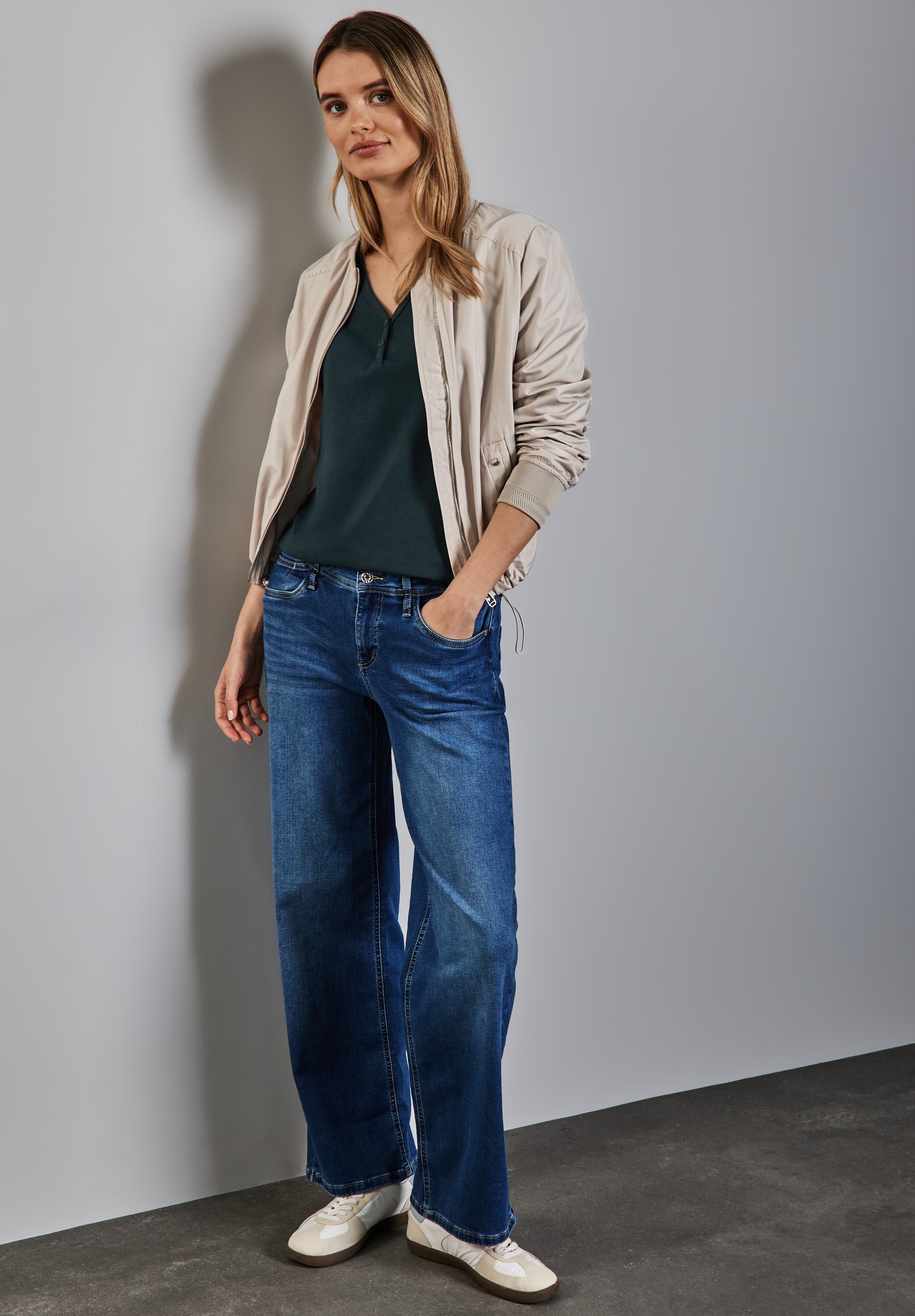 STREET ONE Langarmshirt, mit Knopfdetail