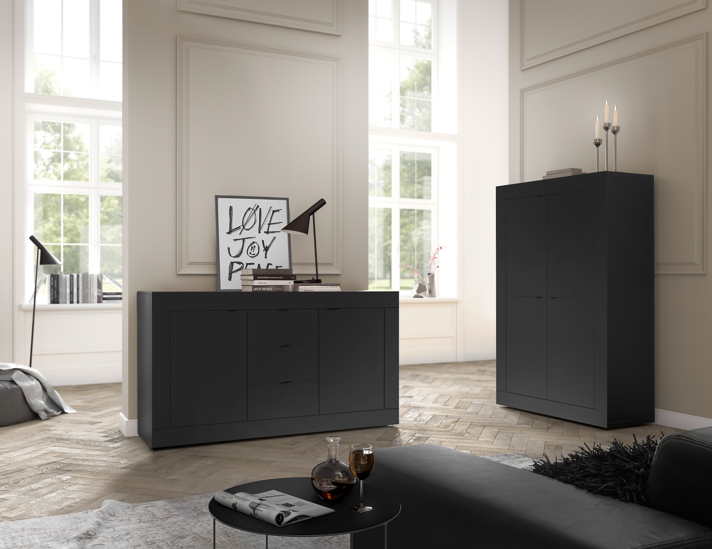 INOSIGN Sideboard »Basic«, Breite 160 cm, 2 Türen 3 Schubkästen