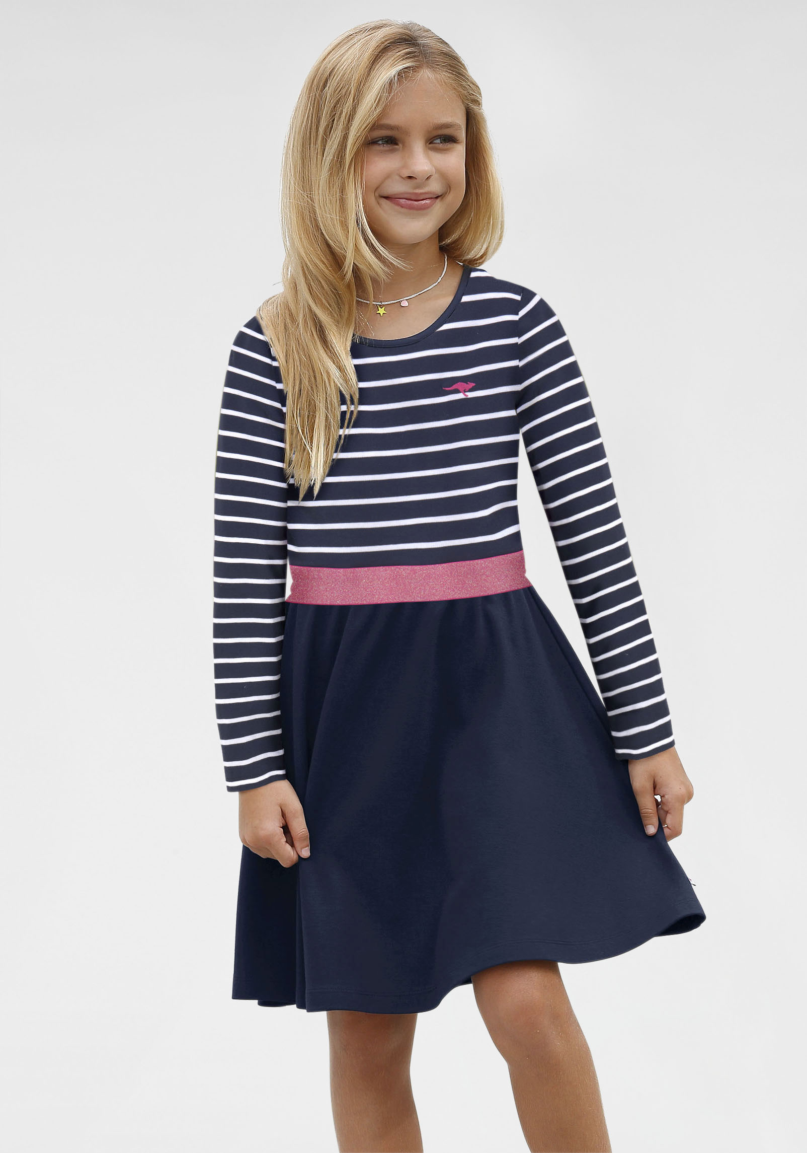 Jerseykleid, mit Glitzerband