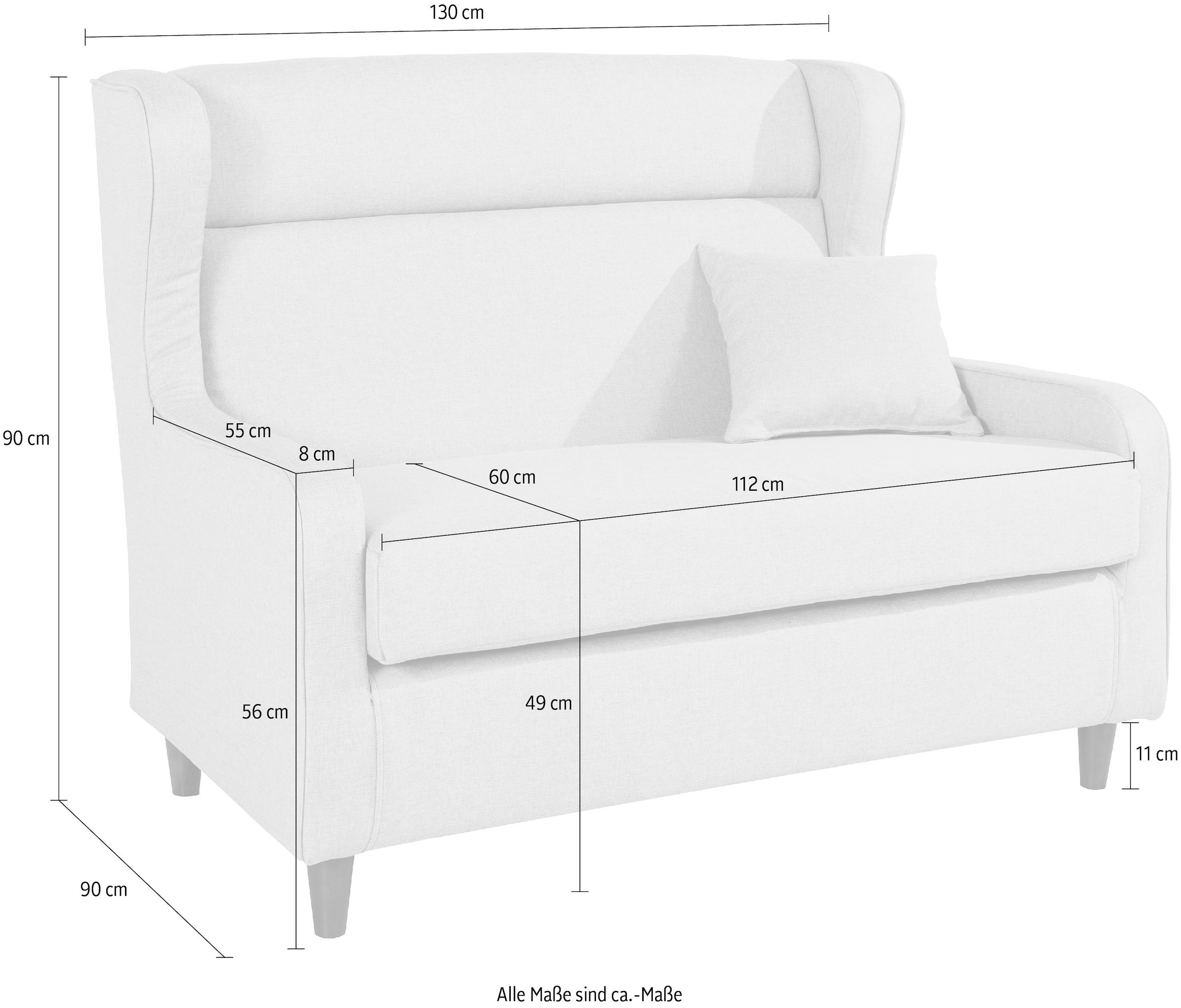 COLLECTION AB Ohrensessel »Mike«, Breite 130 cm, 1 Zierkissen inkusive