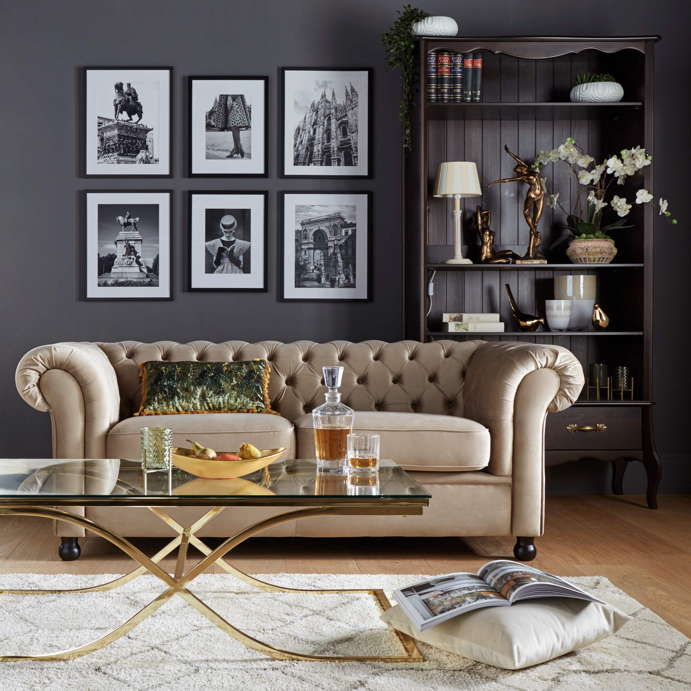 Home affaire Couchtisch »TOPSELLER!«, (Glastisch), Masse (B/T/H): (120/70/42), Gestell in Gold-Optik