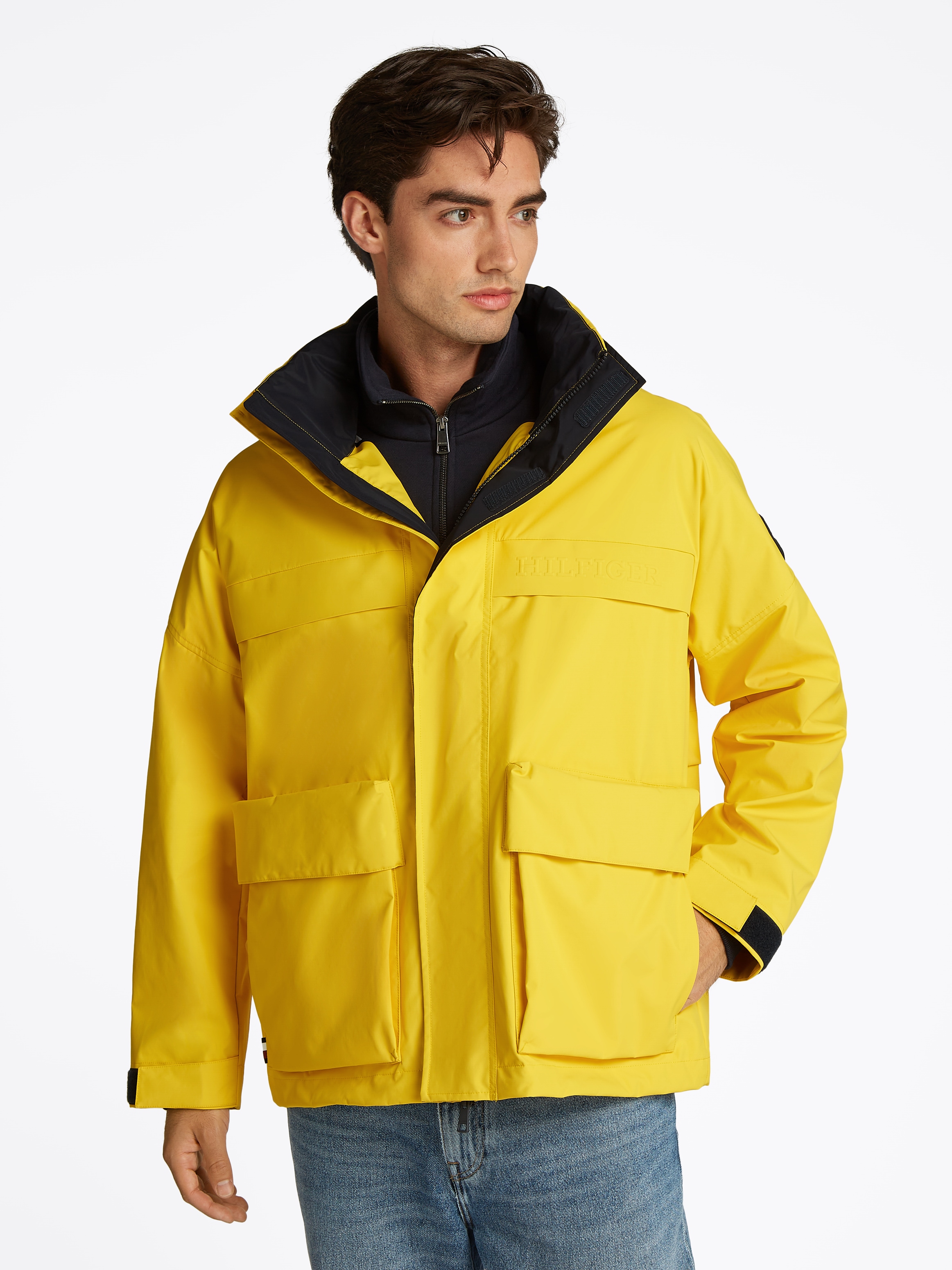 Tommy Hilfiger Marigold Gelb Outdoorjacke "Regatta Mid Length Jacket" Mit Kapuze Verstaubare Kapuze Mit Reissverschlussfach