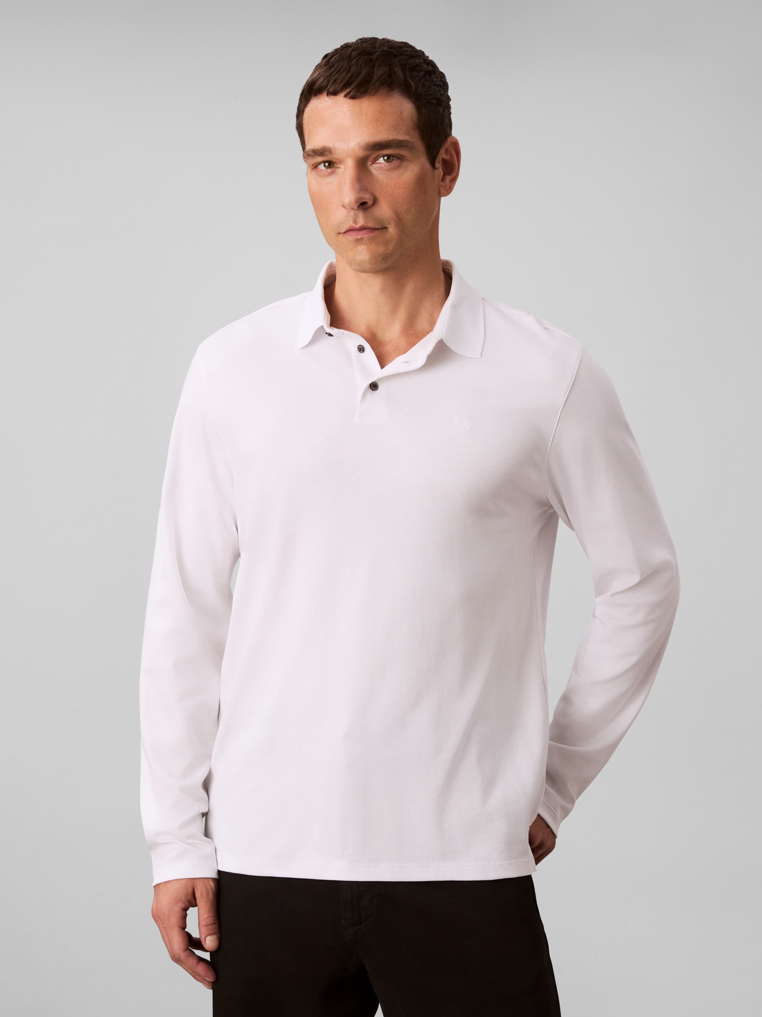 Calvin Klein Langarm-Poloshirt »LS SUPIMA COTTON SOLID POLO« regular fit mit Rundhalsausschnitt