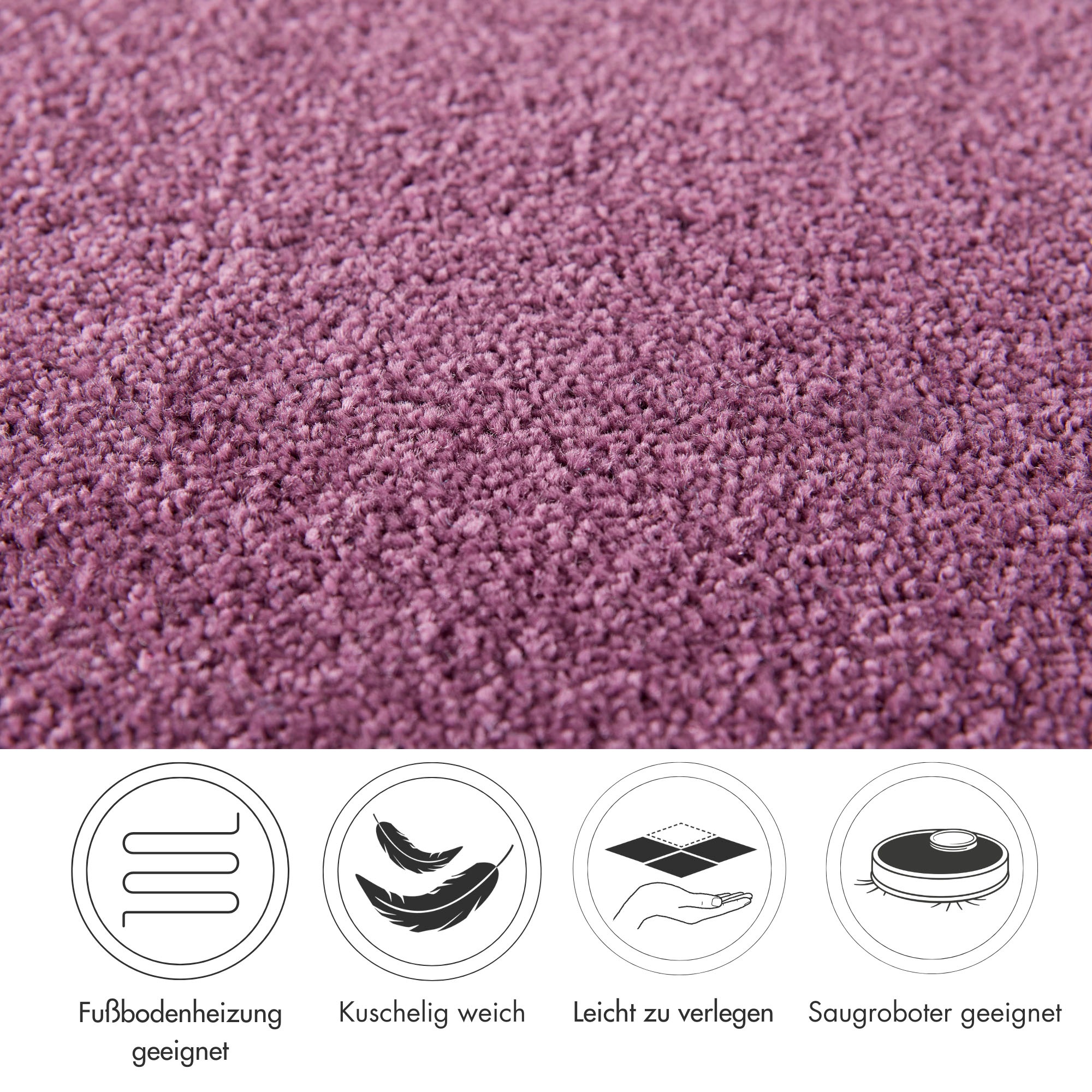 Andiamo Teppichboden »Sophie, Frisee-Velours, Made in Netherlands«, rechteckig, 4,5 mm Höhe, Uni Farben, Breite 400 cm oder 500 cm, strapazierfähig & pflegeleicht