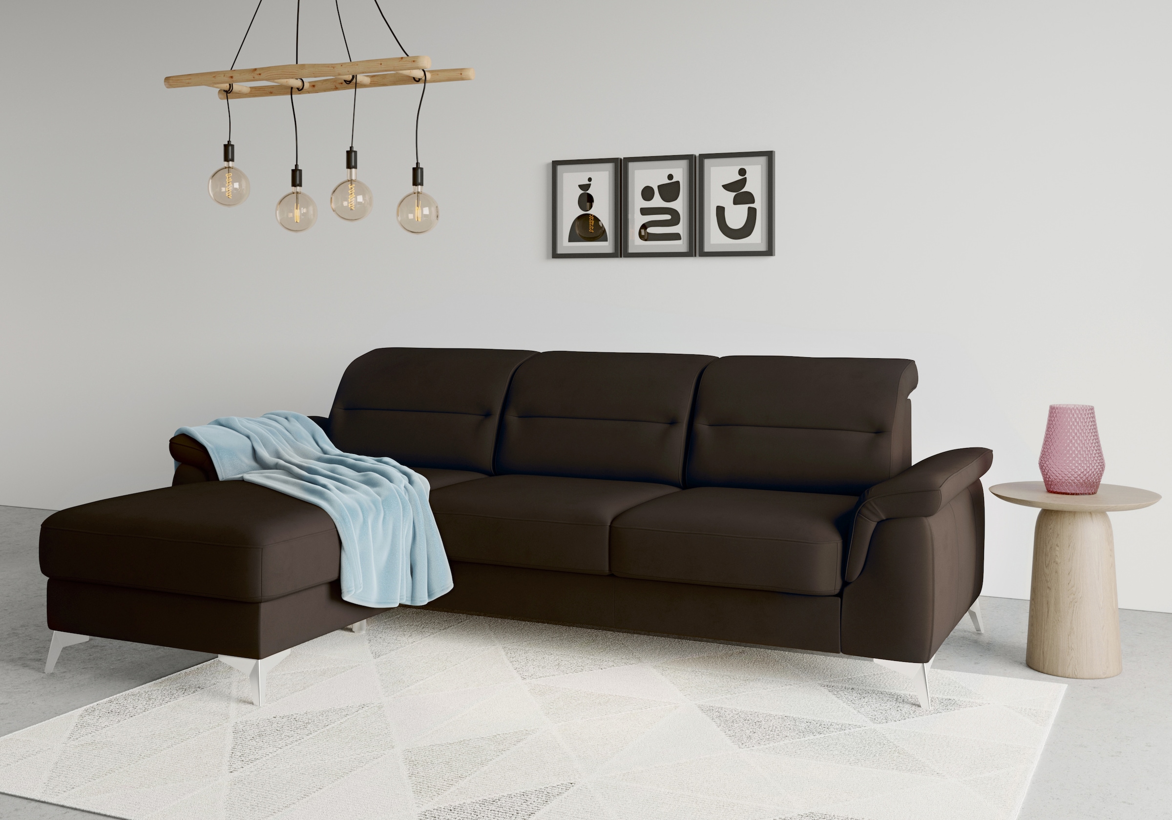 sit&more Ecksofa "Sinatra L-Form" mit Recamiere, optinal mit Kopfteilverstellung und Armteilfunktion