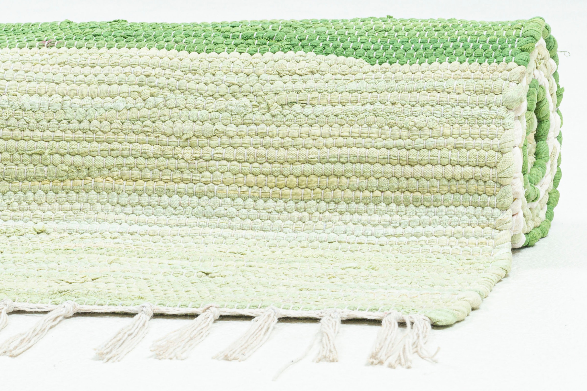 THEKO Teppich »Stripe Cotton«, rechteckig, 5 mm Höhe, Flachgewebe, gestreift, reine Baumwolle, handgewebt, mit Fransen