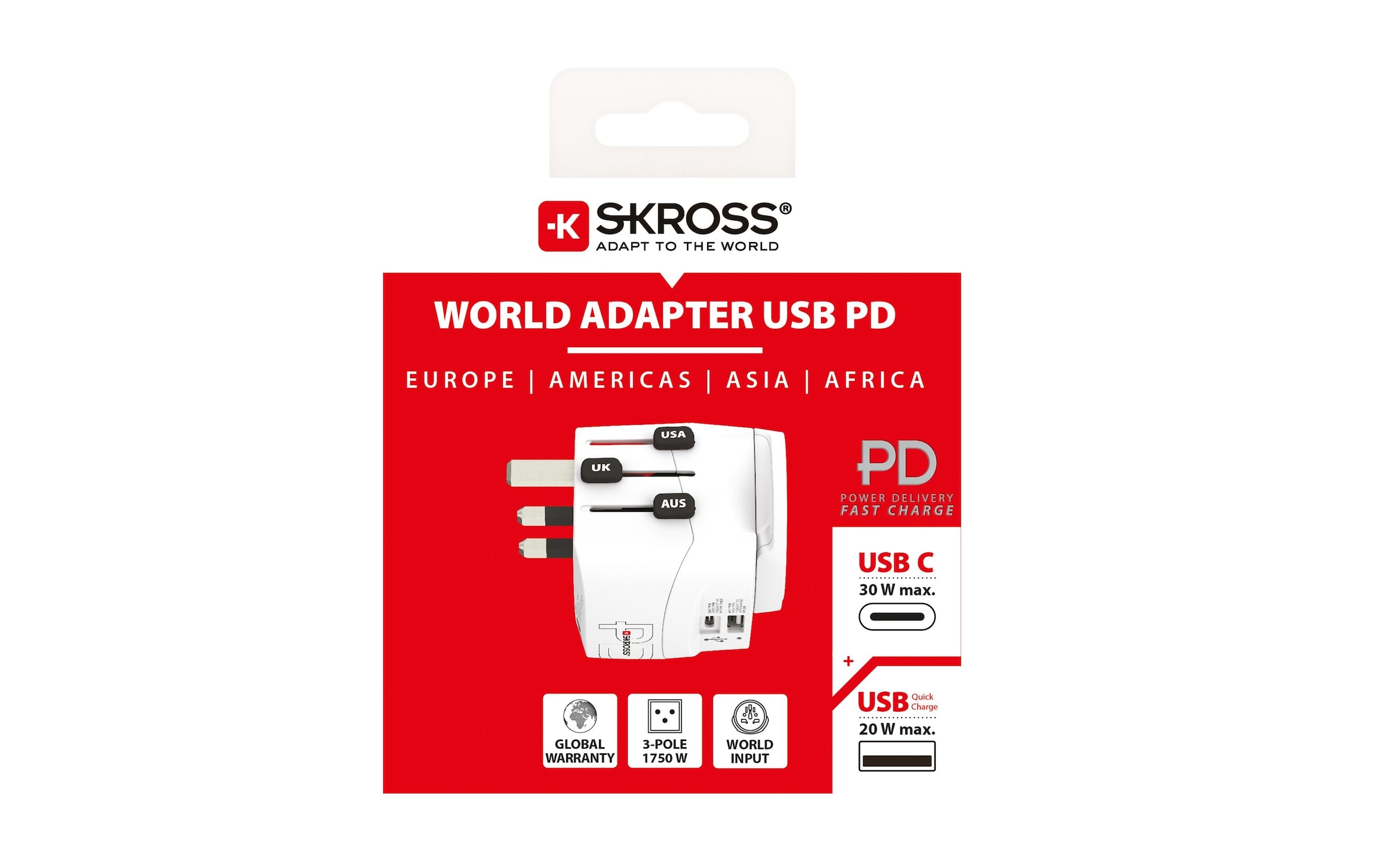SKROSS Reiseadapter »Pro Light, 1 x USB-A und C AC30PD«