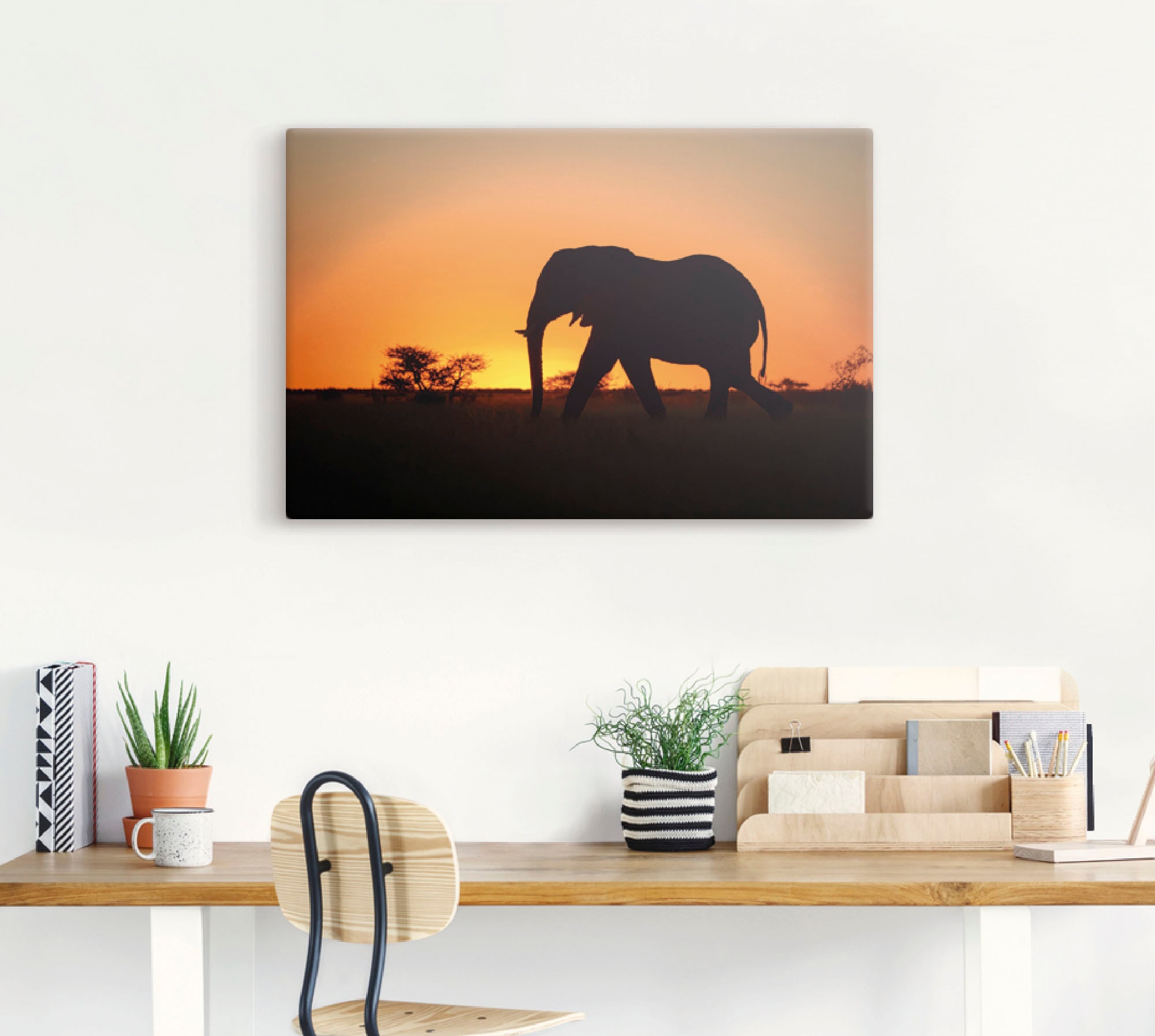Artland Wandbild »Afrikanischer Elefant St.), (1 | oder in Wildtiere, als Poster online im Sonnenuntergang«, Alubild, Wandaufkleber versch. Jelmoli-Versand Leinwandbild, Grössen kaufen