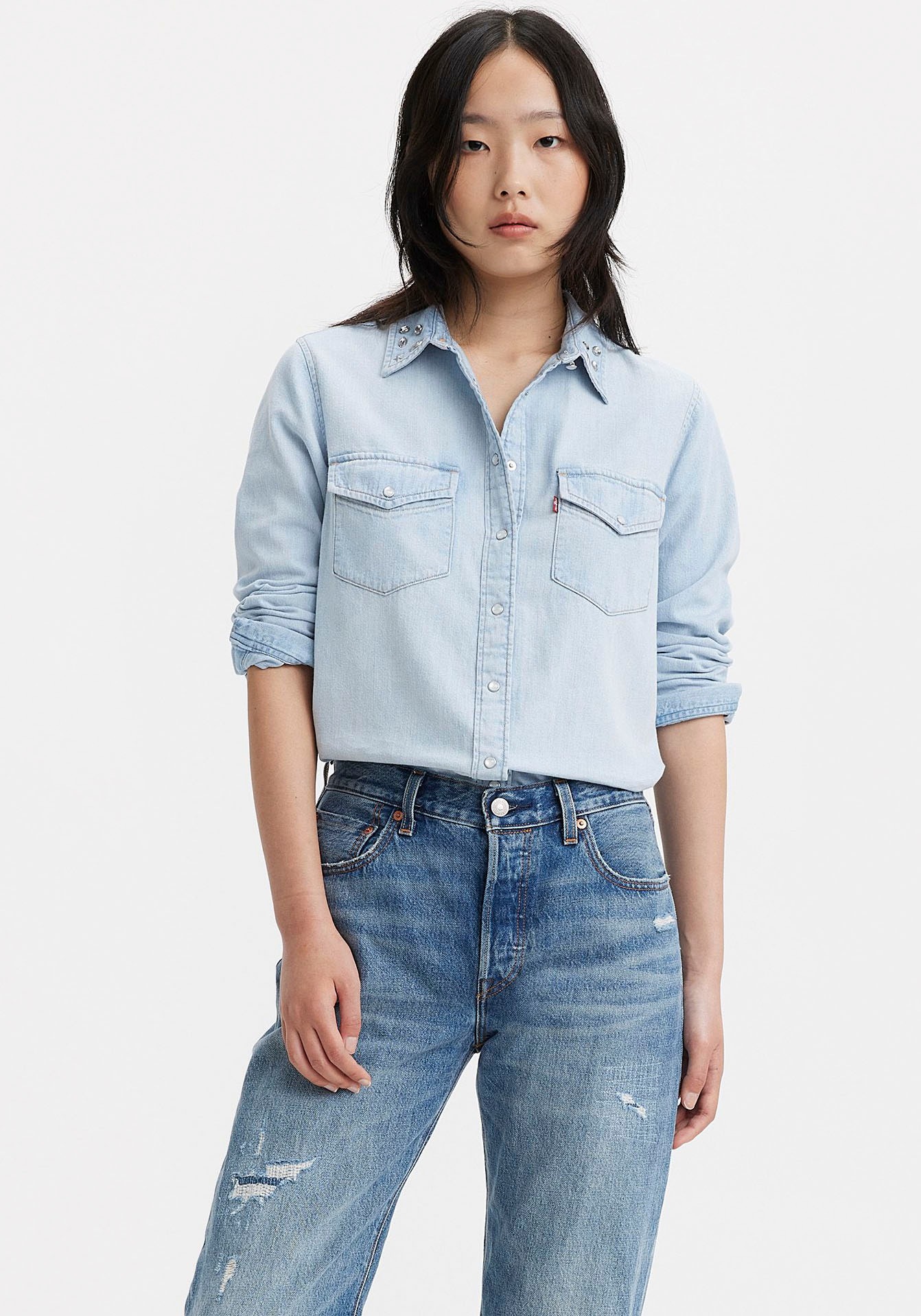 Levi's® Jeansbluse »ICONIC WESTERN«, mit Strass- und Glitzerapplikationen auf dem Kragen