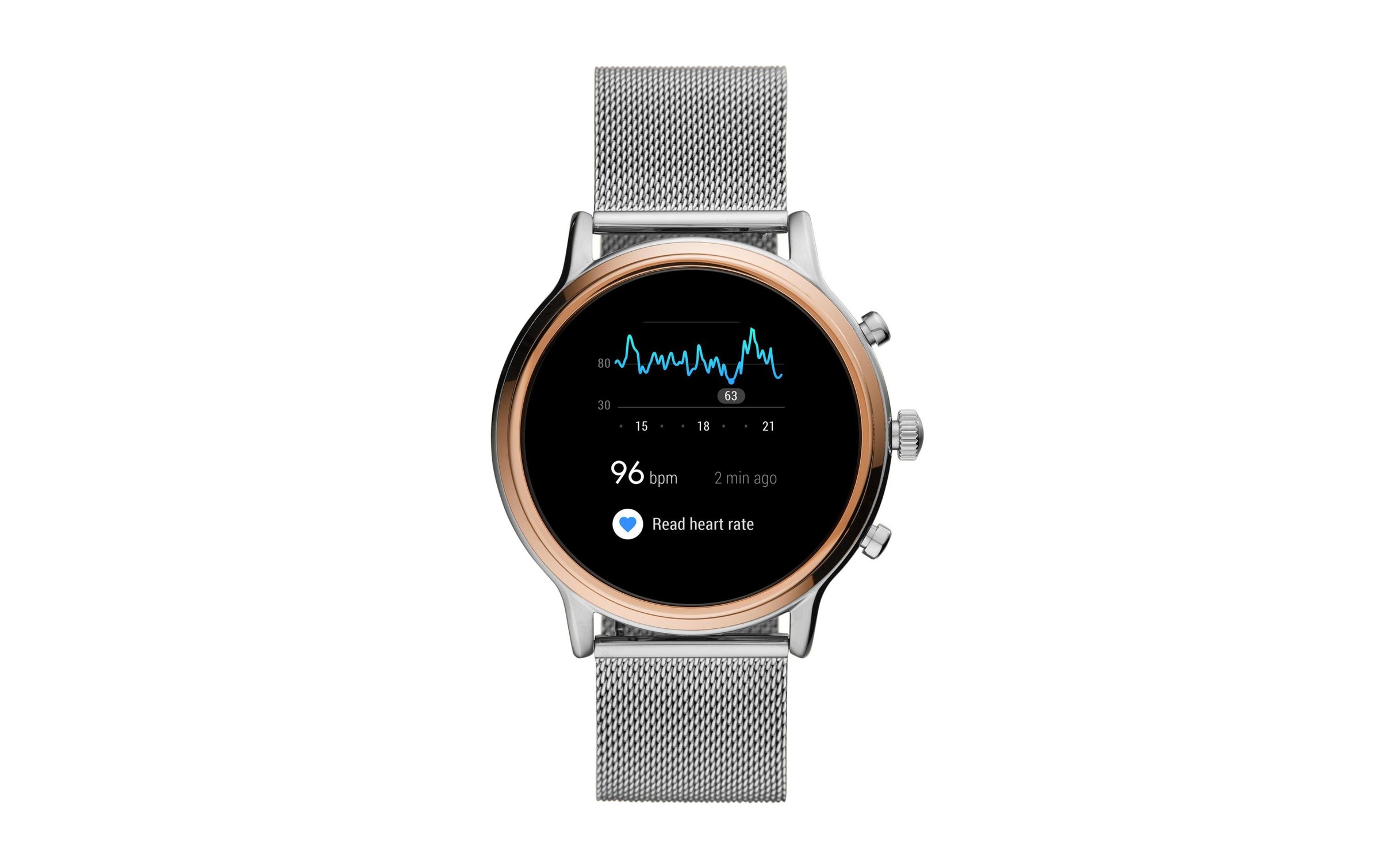 Fossil Smartwatch »Julianna HR FTW6061 Silberfarbenfarben/Rose/Schwarz«, (44 cm / 17,32 Zoll), Wear OS by Google, 8 GB,)