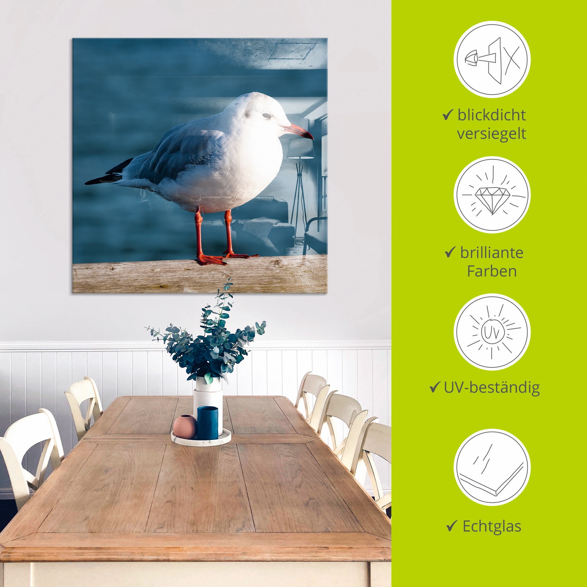 Artland Glasbild »Möwe«, Vögel, (1 St.), in verschiedenen Grössen