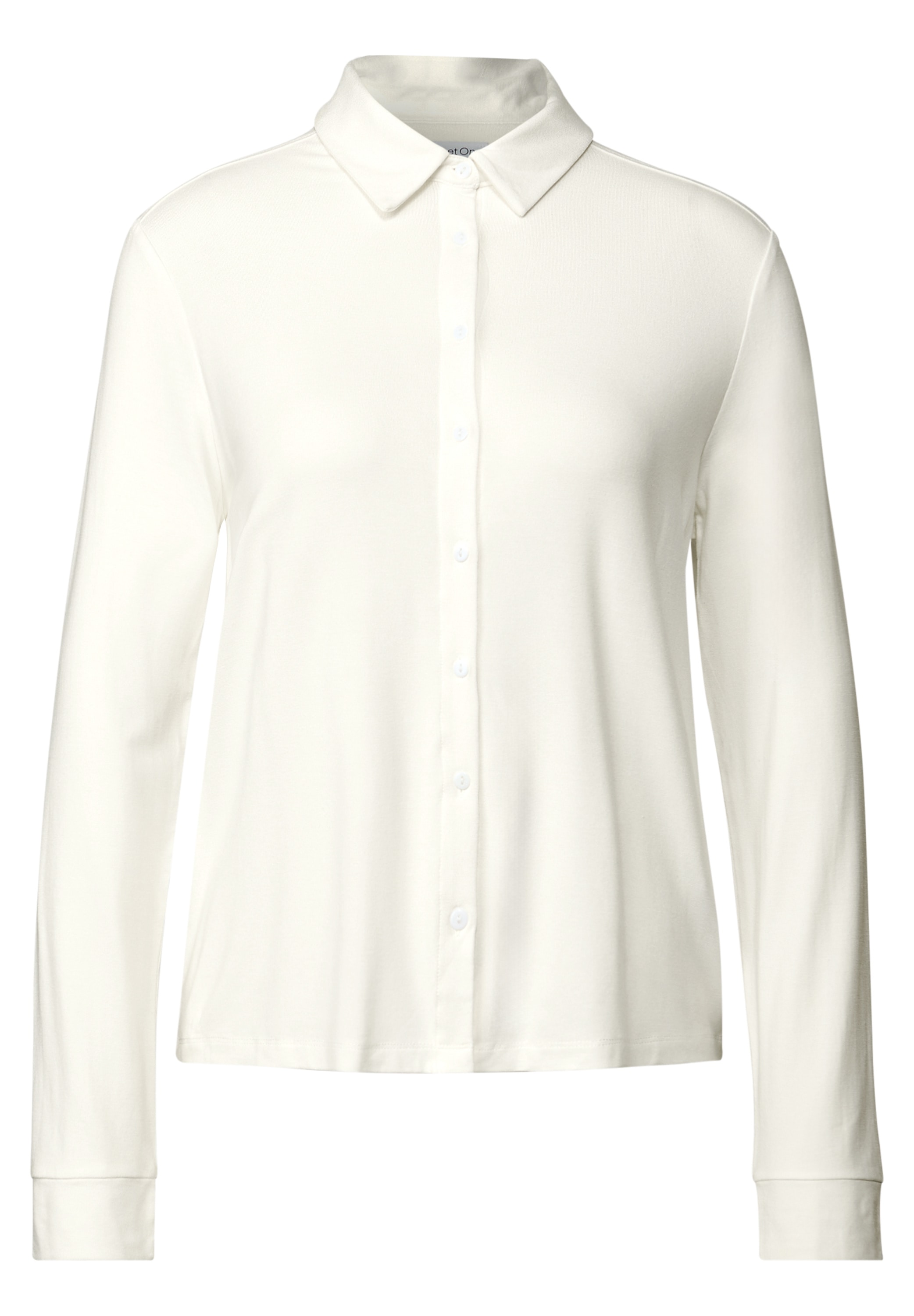 STREET ONE Langarmshirt, Jersey-Shirt im Blusen-Look und mit Knopfleiste