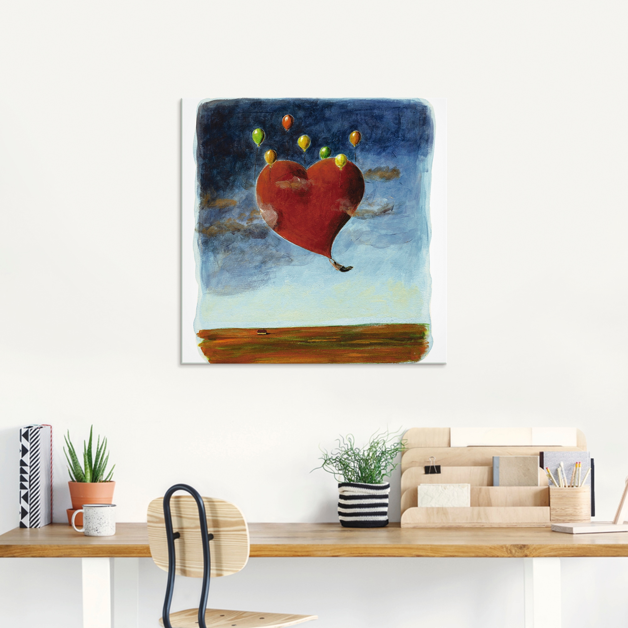 Artland Glasbild »Fliegendes Herz«, Herzen, (1 St.), in verschiedenen Grössen