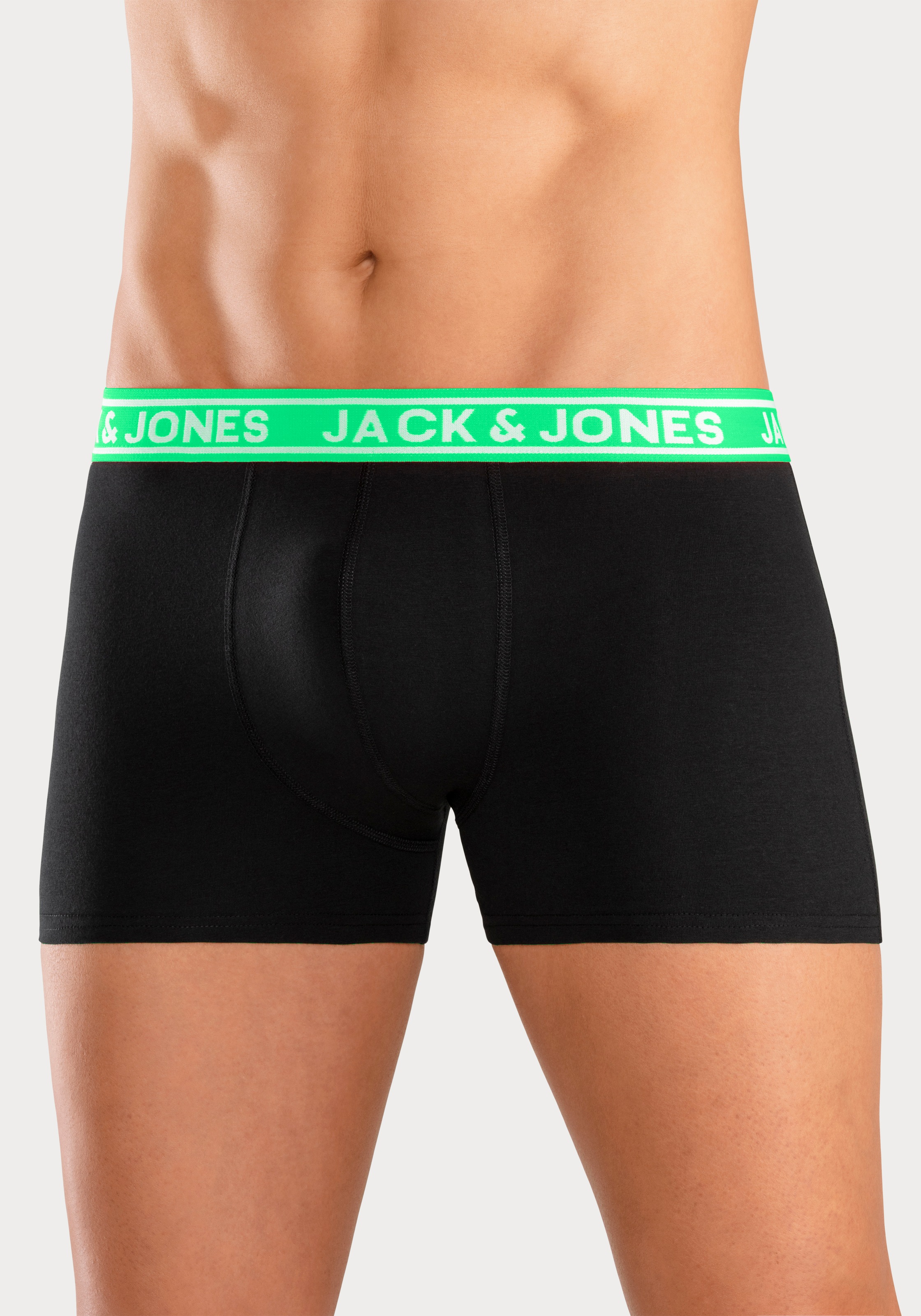 Jack & Jones Trunk »JACCRISP im 6er Pack mit Logobund und Stretchkomfort«, (Packung, 6 St.), unifarben mit Farbeinsatz, modisch, eng anliegend, Baumwollmischung