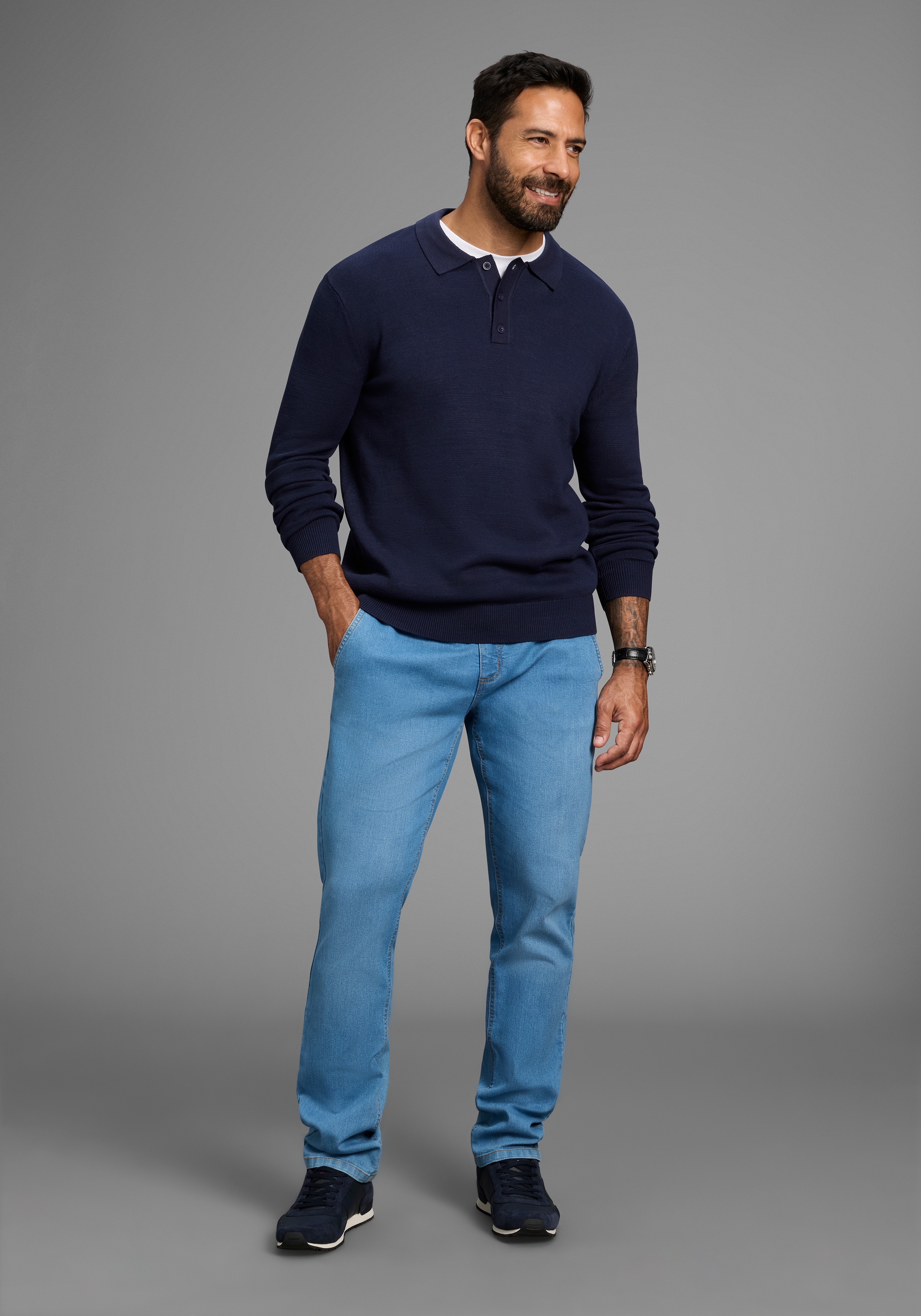 Man's World Polokragenpullover »Neue Kollektion !«, mit Knopfleiste