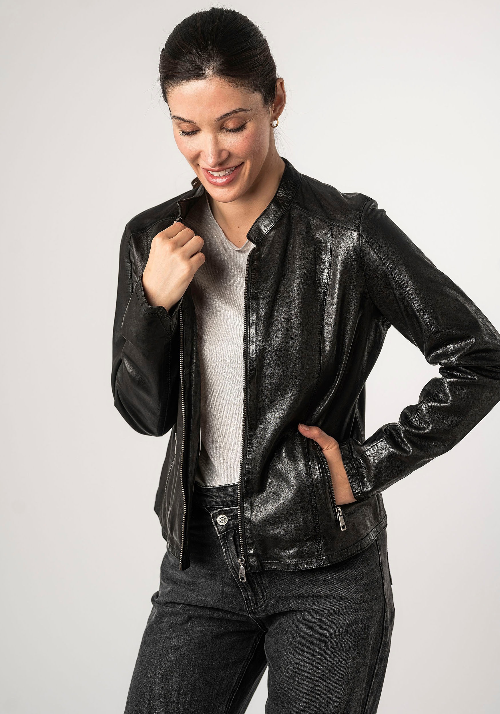 Mauritius Lederjacke »MWAndriana«, mit Stehkragen