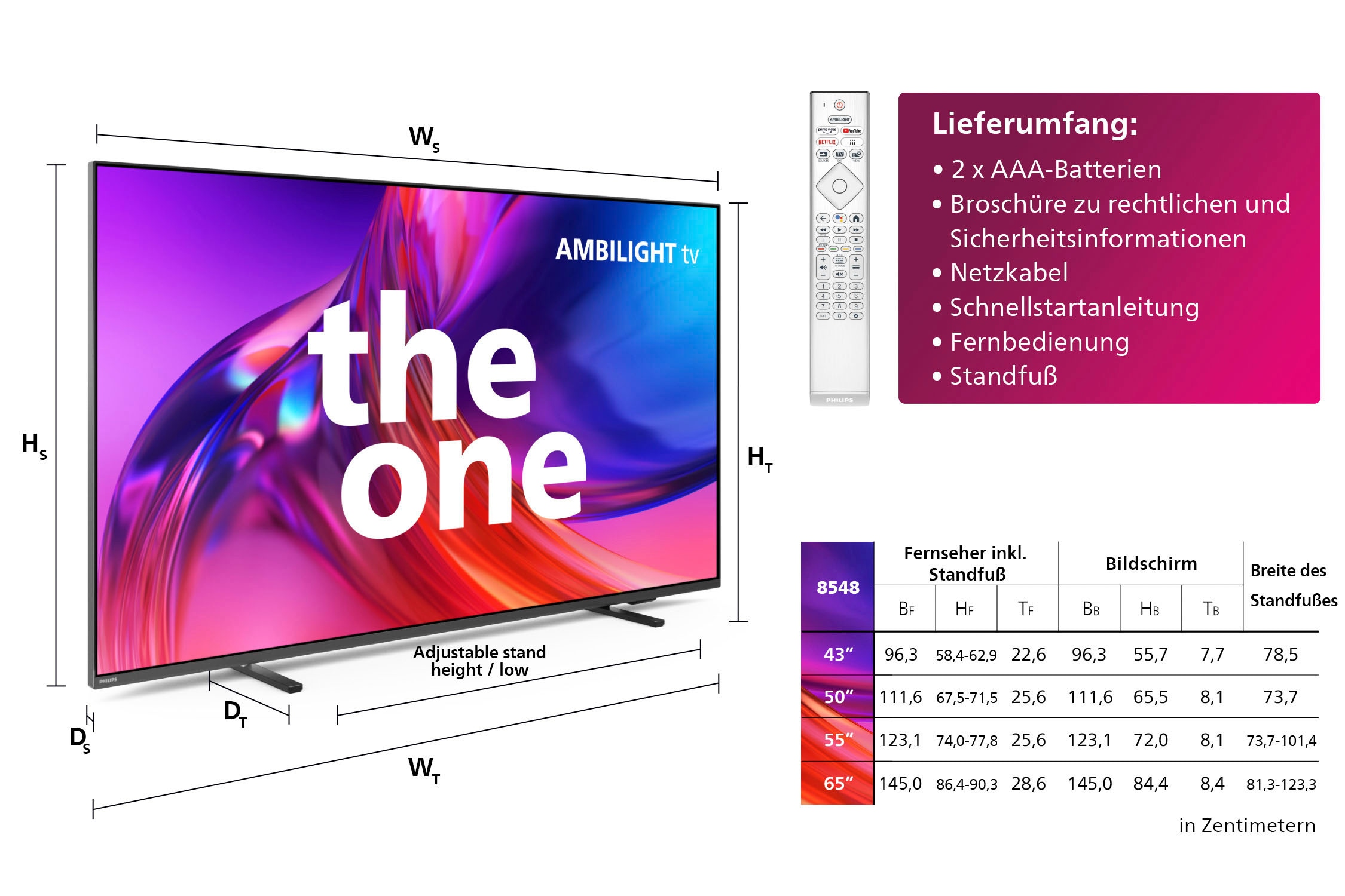 Philips LED-Fernseher »50PUS8548/12«, 4K Ultra HD, Android TV-Google TV-Smart-TV, 3-seitiges Ambilight