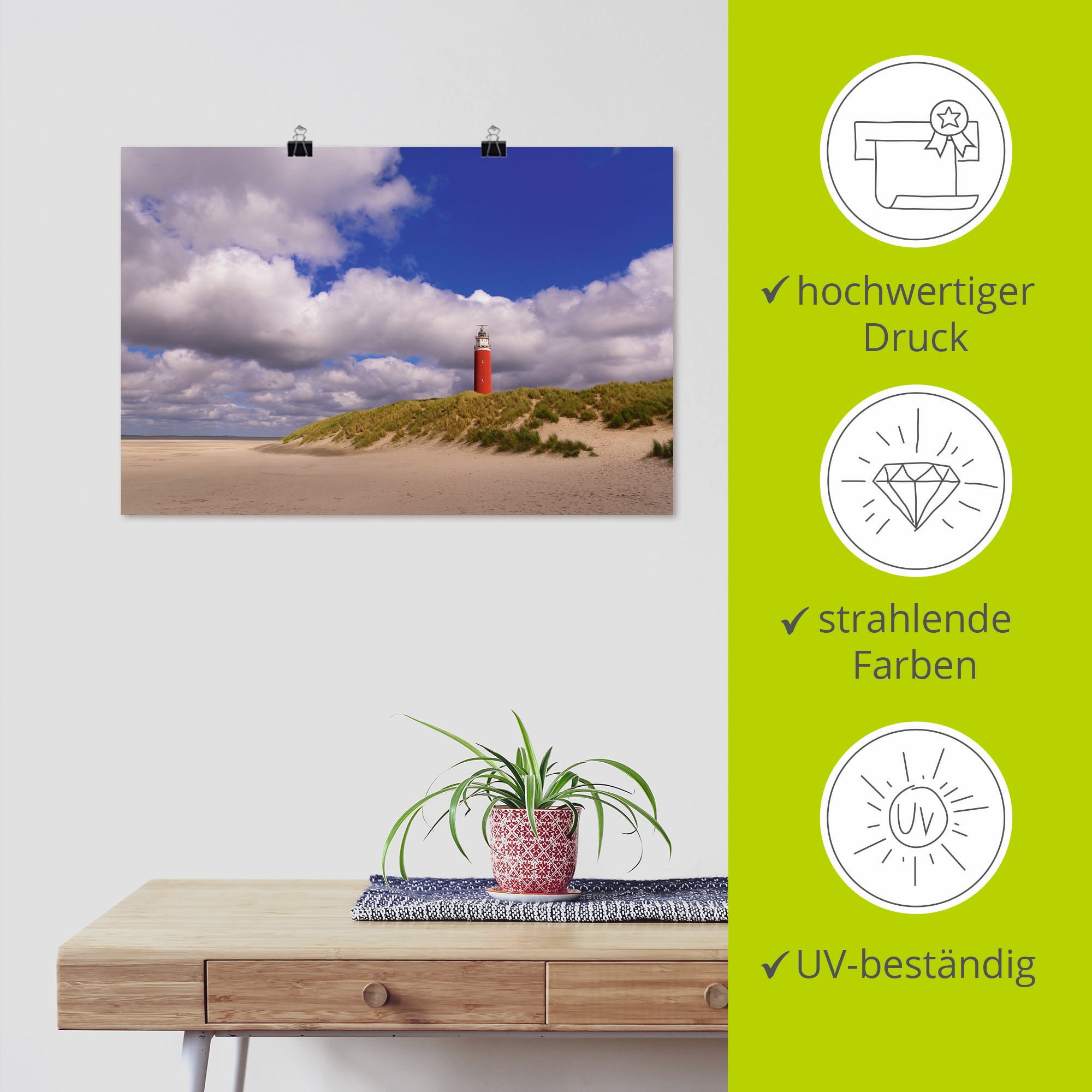 Artland Wandbild »Wolkenimpression am Leuchtturm«, Küste, (1 St.), als Alubild, Outdoorbild, Poster in verschied. Grössen