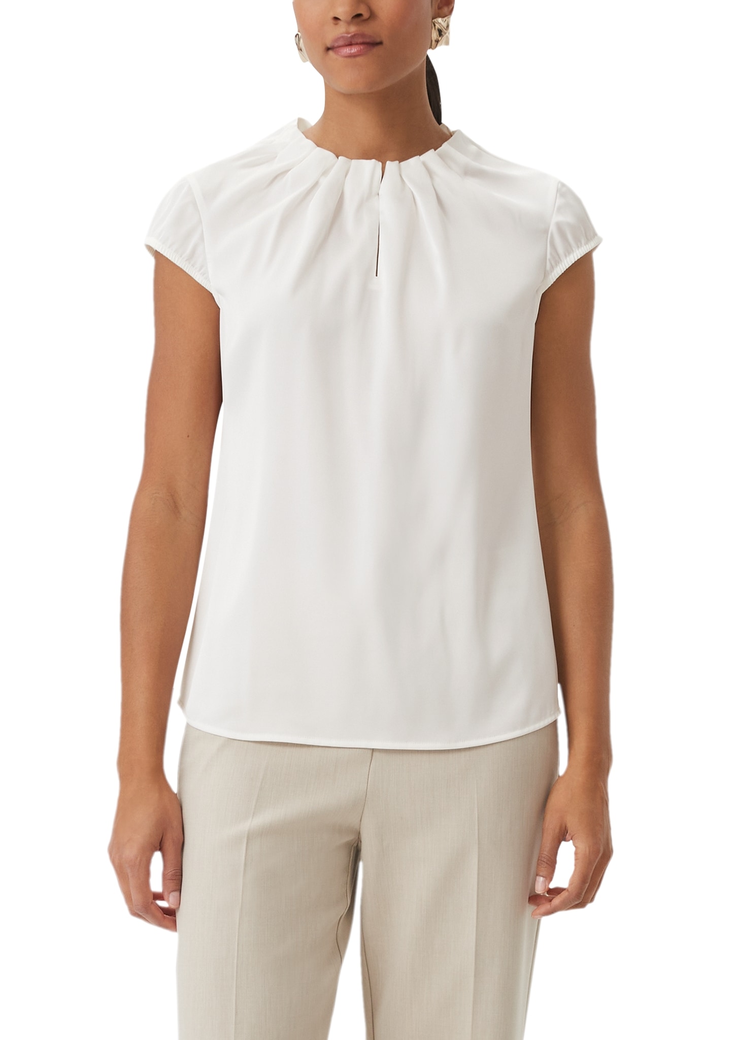 Comma Satinbluse mit Raffung am Hals