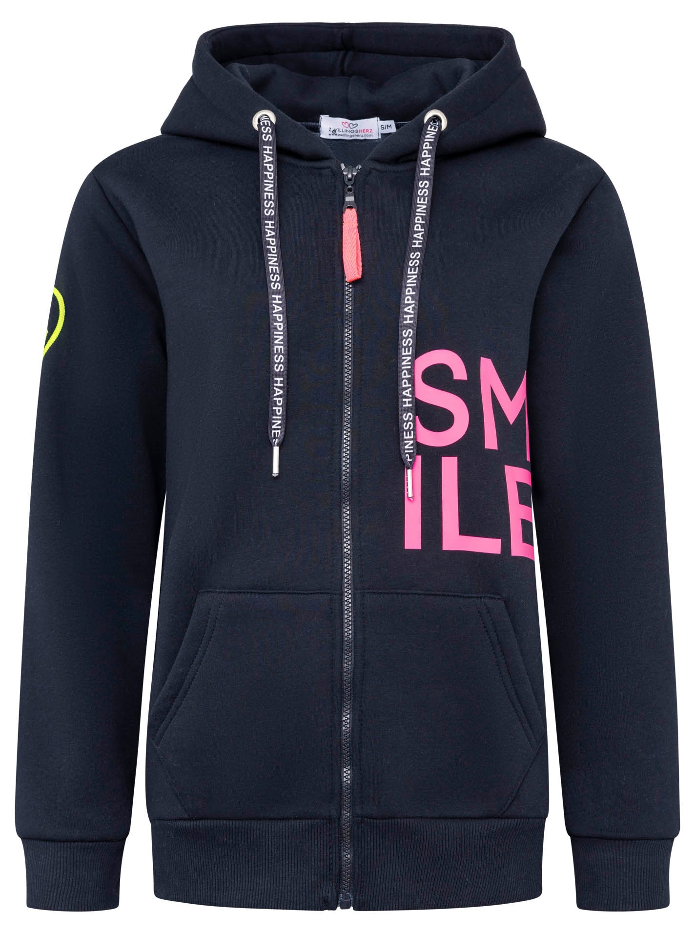 Zwillingsherz Kapuzensweatjacke »"Alissa"«, mit SMILE, gesticktem Herz am Arm und Reissverschluss