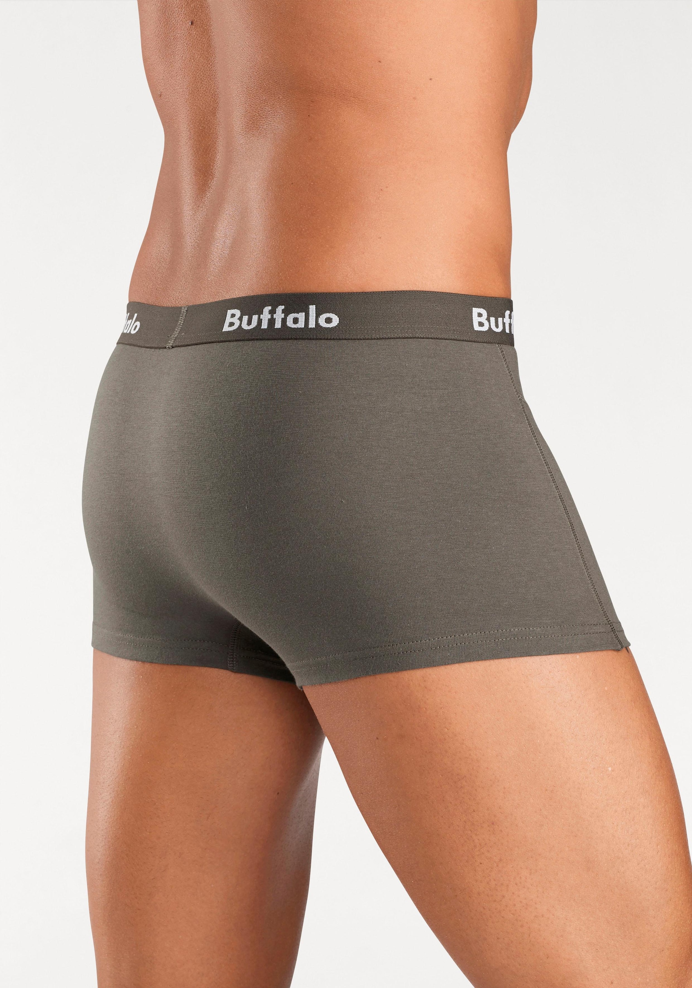 Buffalo Boxershorts, (Packung, 3 St.), in Hipster-Form mit Overlock-Nähten vorn