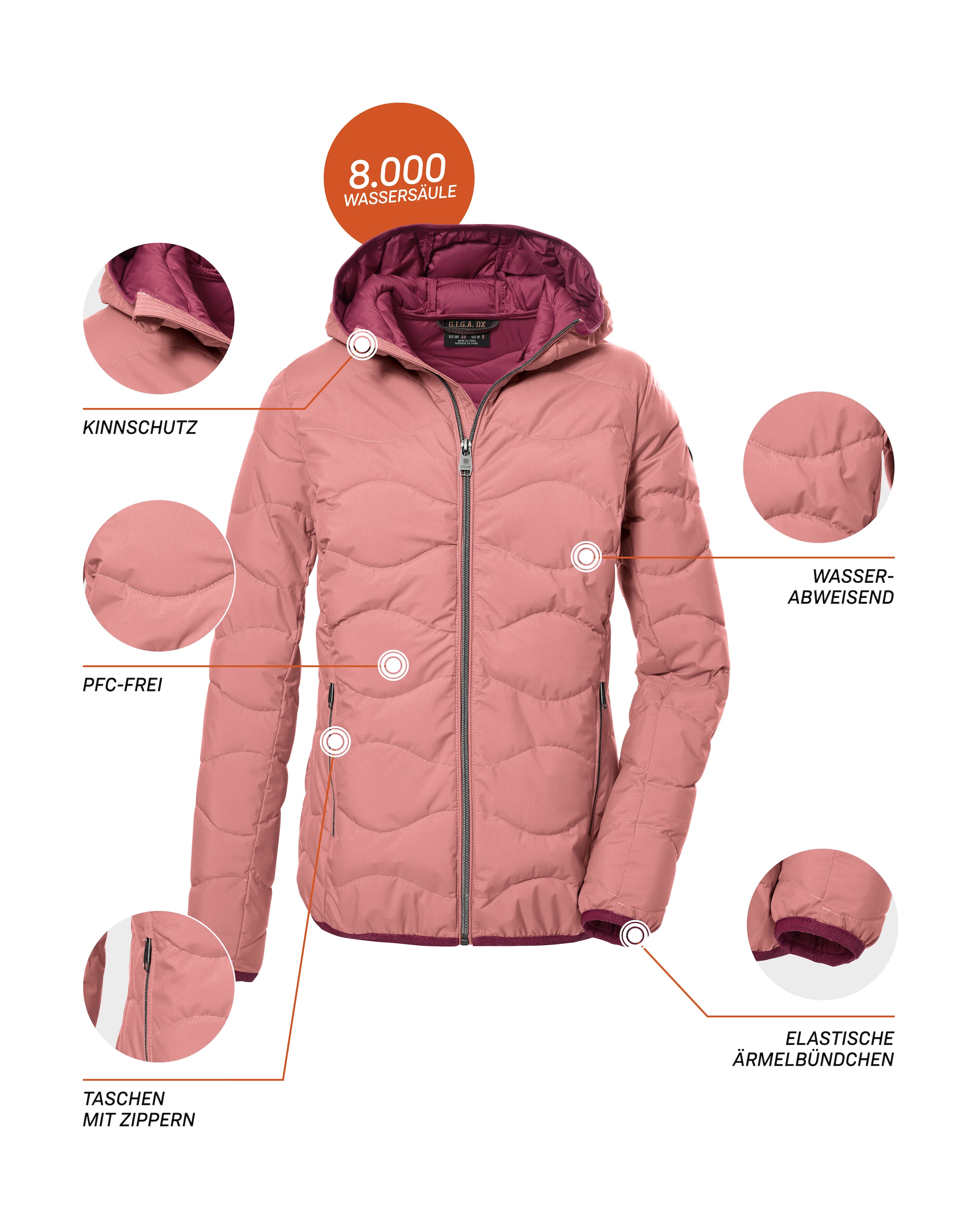 G.I.G.A. DX by killtec Steppjacke »GW 21 WMN QLTD JCKT«, Elegante, wasserabweisende Damenjacke aus recycelten Materialien