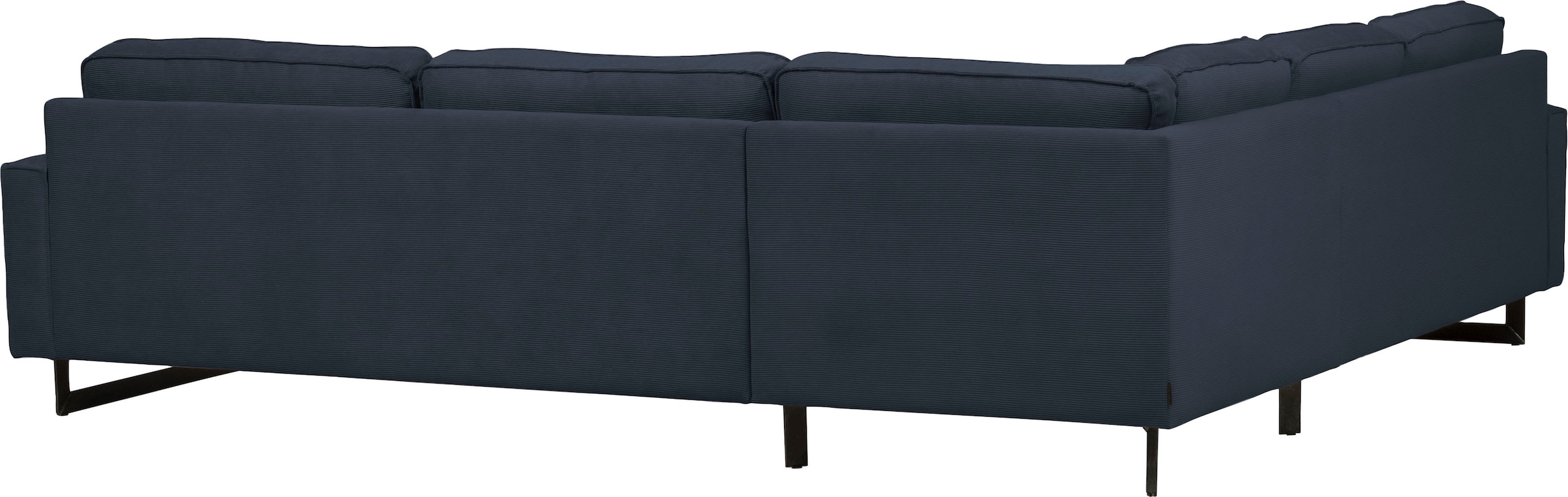 Places of Style Ecksofa »Pinto, XXL, 250/290 cm, langer Schenkel, Ottomane«, Cord, Chenille, Lederoptik, mit Keder, Metallfüsse, Wellenunterfederung