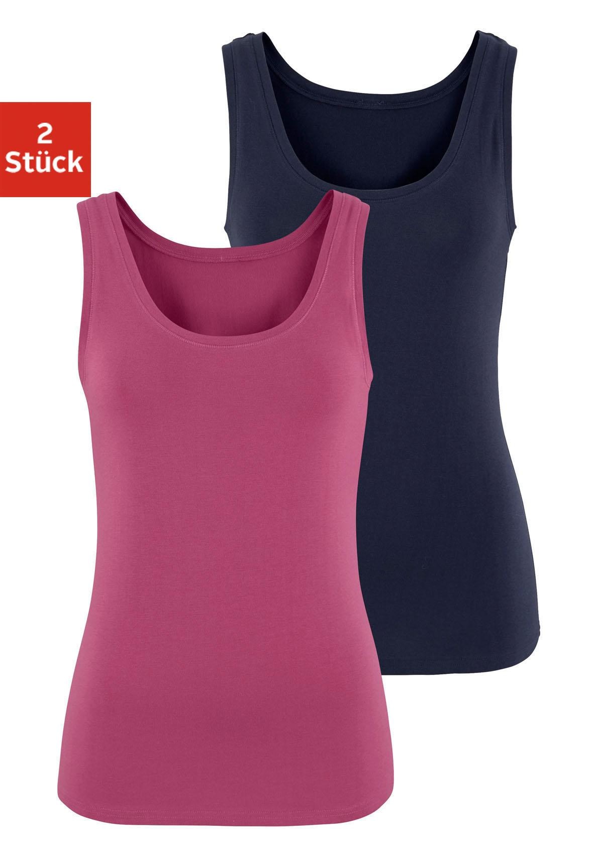 Vivance Tanktop, (2er-Pack), aus elastischer Baumwoll-Qualität, Strandtop